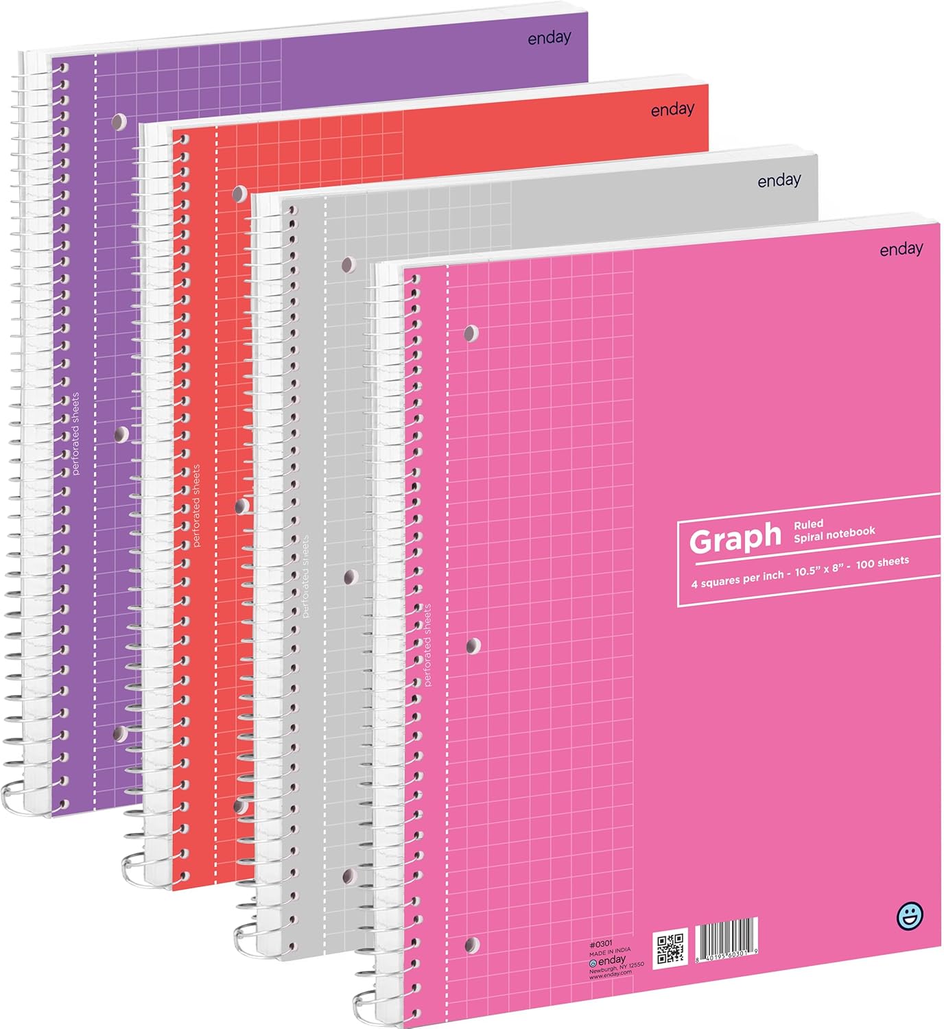 Amazon.com : Graph Paper Notebook (4 Pack) Grid Notebook, 70 Sheets ...