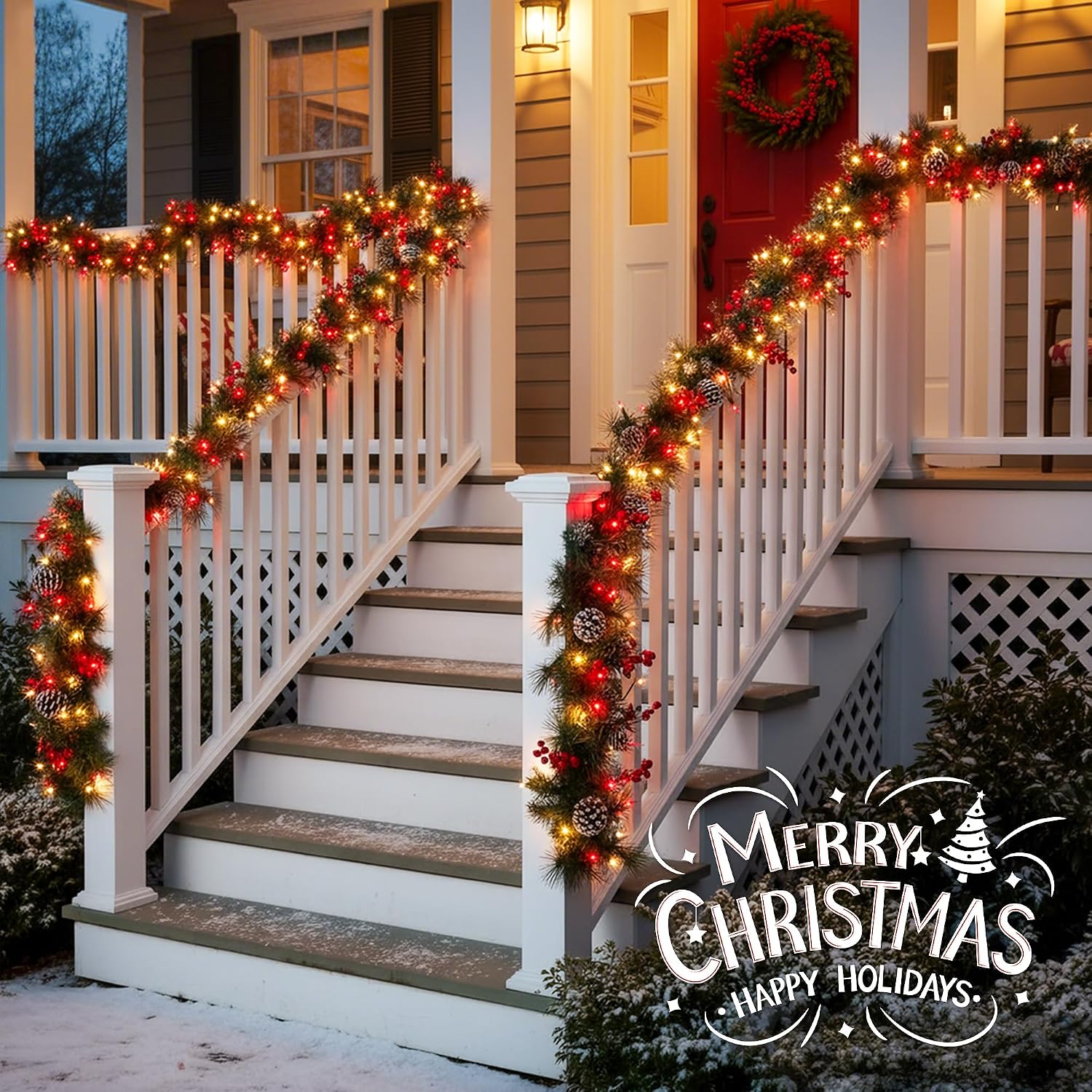 YOUNGAR 50 Count Red&Clear Christmas Lights Outdoor, 13 FT Green Wire image 3
