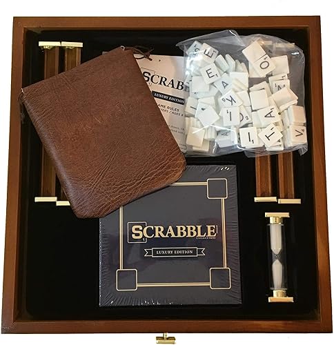 Miniatura 8 de WS Game Company Scrabble Trophy Edición de lujo con tablero de juego giratorio de madera