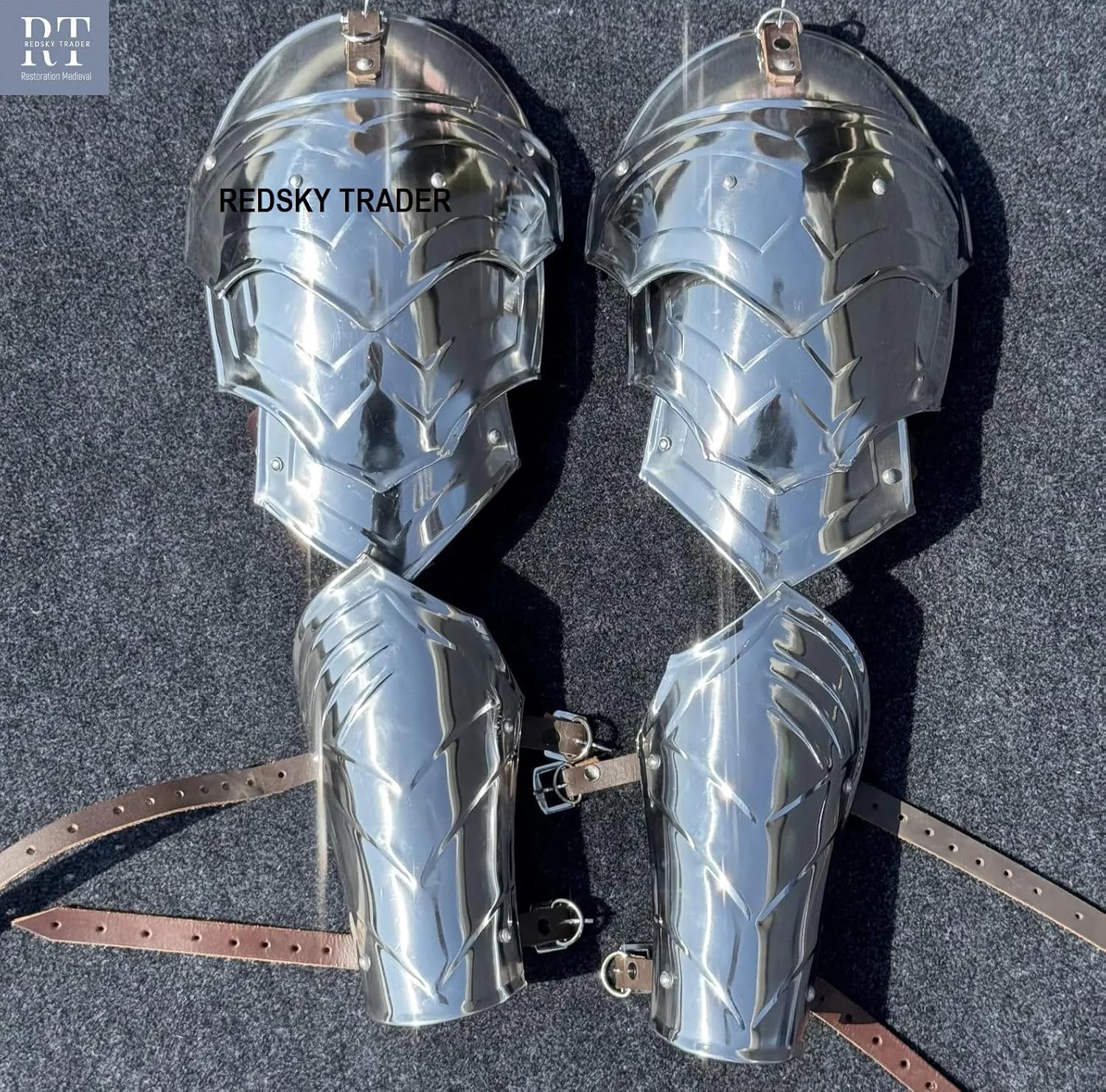 Medieval Knight Steel Pauldrons Armour Shoulder Larp Shoulder Armor with Arm Bracers Handmade Halloween Costume