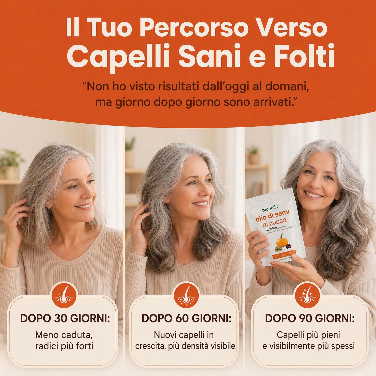 Bionelis Olio di Semi di Zucca e Saw Palmetto 3000mg, 2026 Olio di Semi di Zucca per Capelli, Vegano, Favorisce la Crescita dei Capelli, 180 Capsule Softgel (1 borsa)