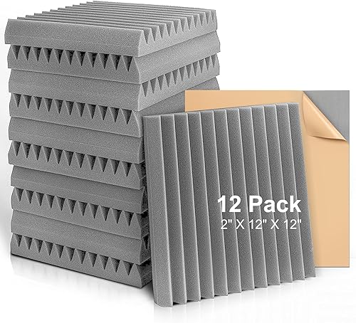 Paneles de espuma acústica de 2 x 12 x 12 x 12 pulgadas, absorción acústica de sonido, aislamiento acústico para el hogar, la oficina o para