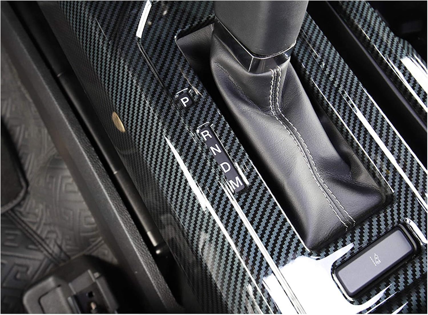 Keptrim for F150 ABS Carbon Fiber Center Console Gear Shift Cup Holder Trim for 2015 2016 2017 2018 2019 2020 Ford F150, 2pcs