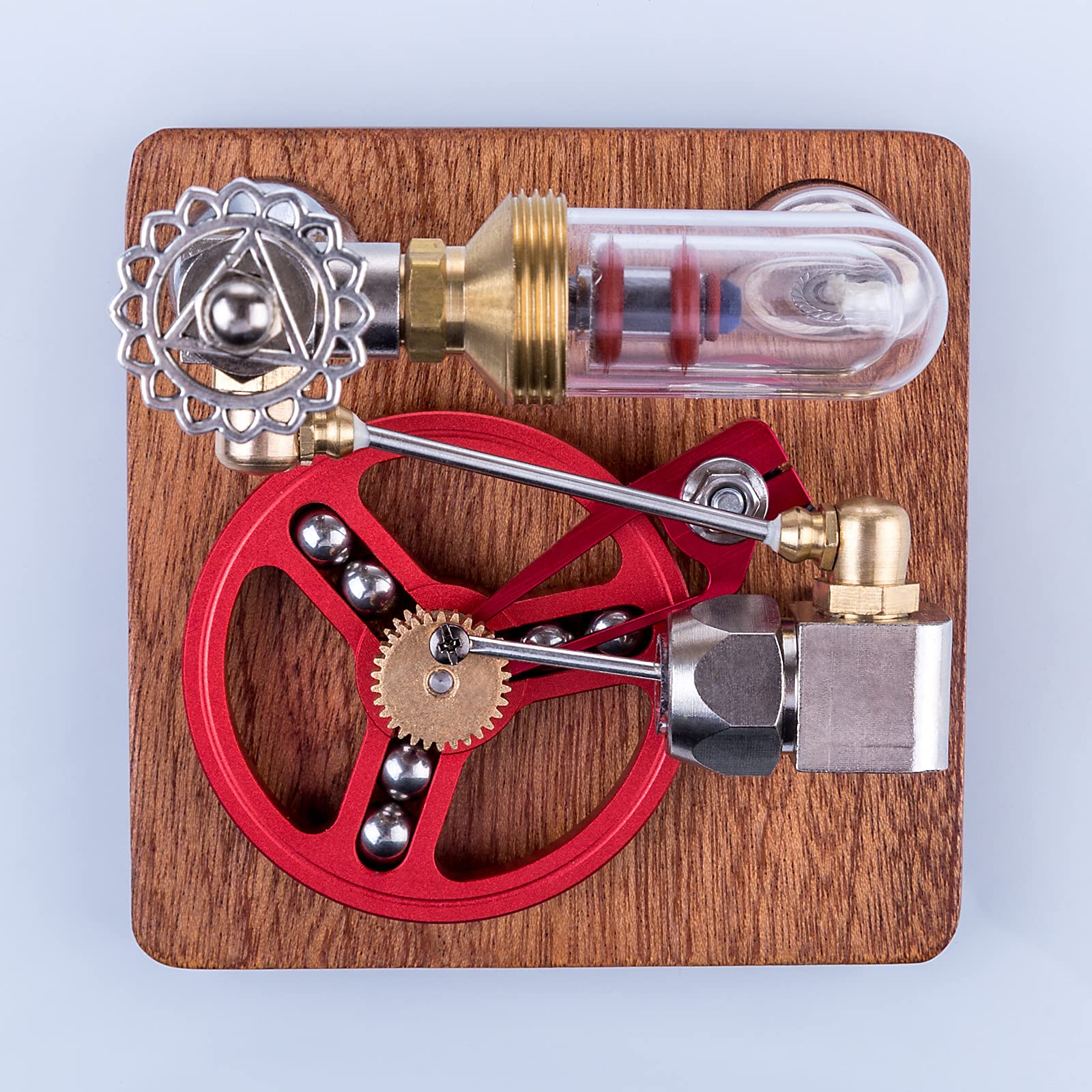 CreativeBlocker Stirlingmotor Model Erwachsen| ENJOMOR Metall Stirlingmotor Der mit Alkohollampen Läufts, Dampfmaschinen einstellbarer Geschwindigkeit, Experimentierkasten Wissenschaft Geschenk