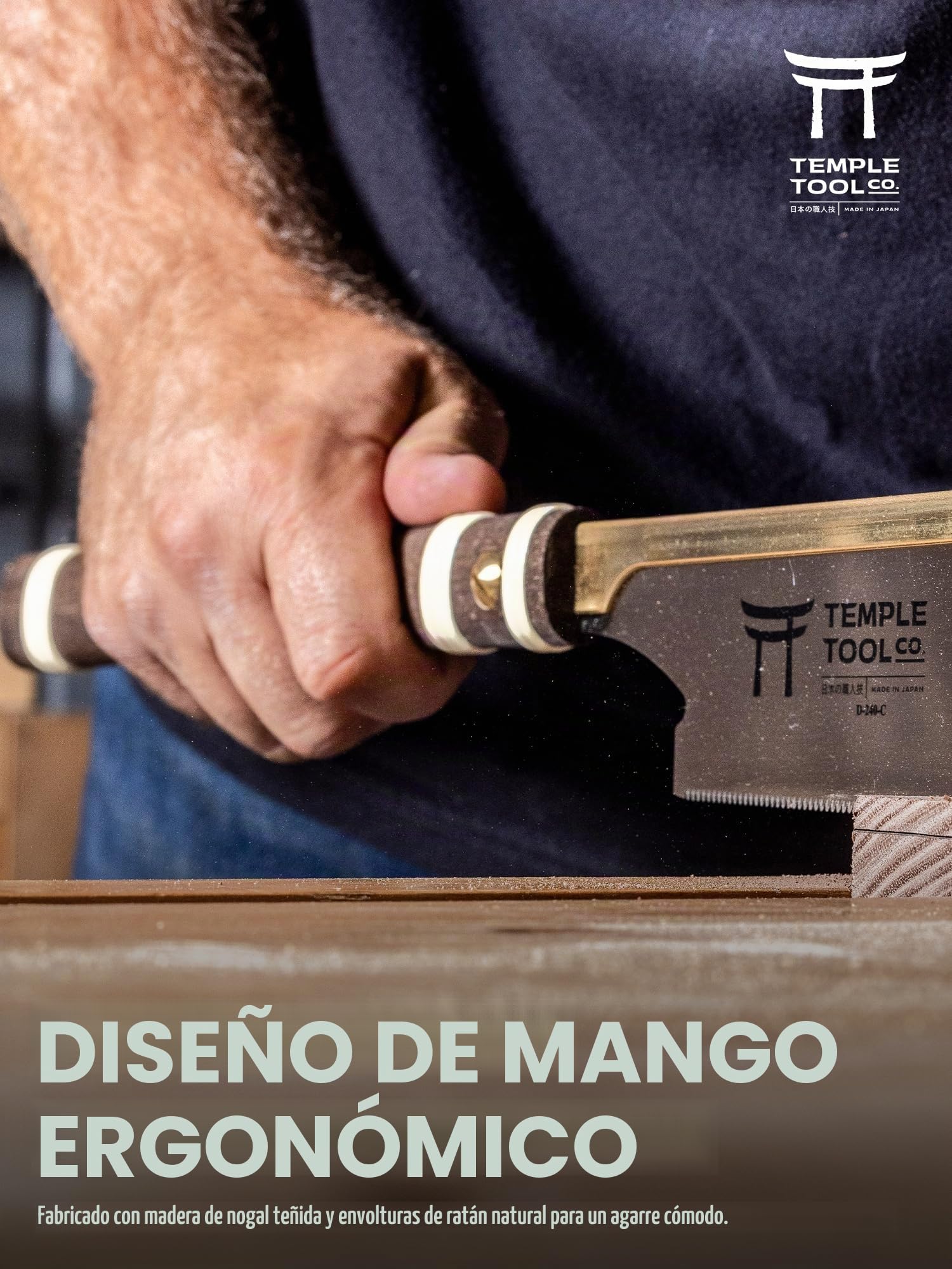 Temple Tool Co. - Sierra de tracción japonesa - Crosscut 9.5 - Sierra de mano para cortes transversales de carpintería, Kumiko, hombros de espiga