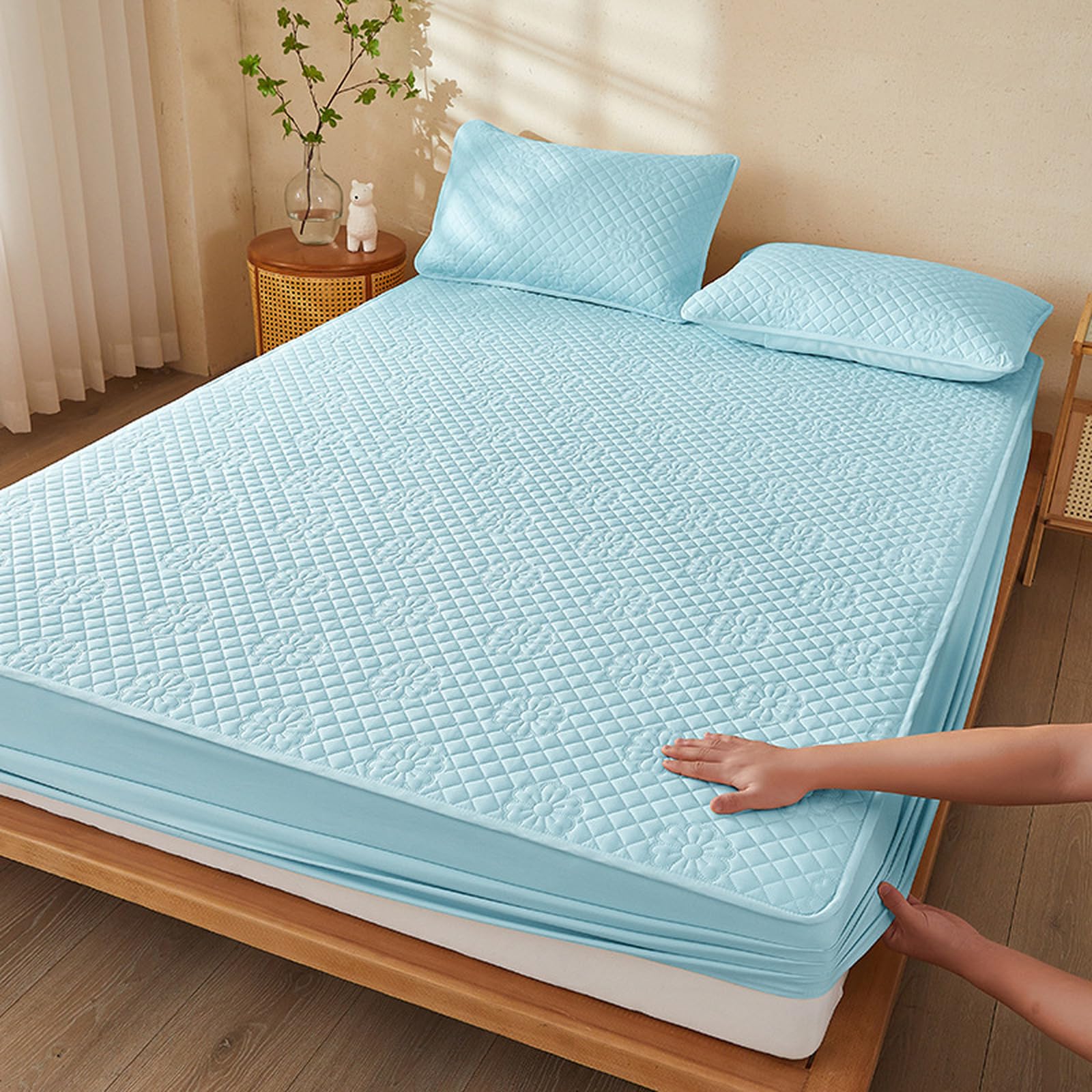 Sábana bajera impermeable de 90 x 200 cm, extra profunda, 30 cm, suave, refrescante, resistente a la decoloración, fácil cuidado, cómoda, ideal para todo tipo de colchones