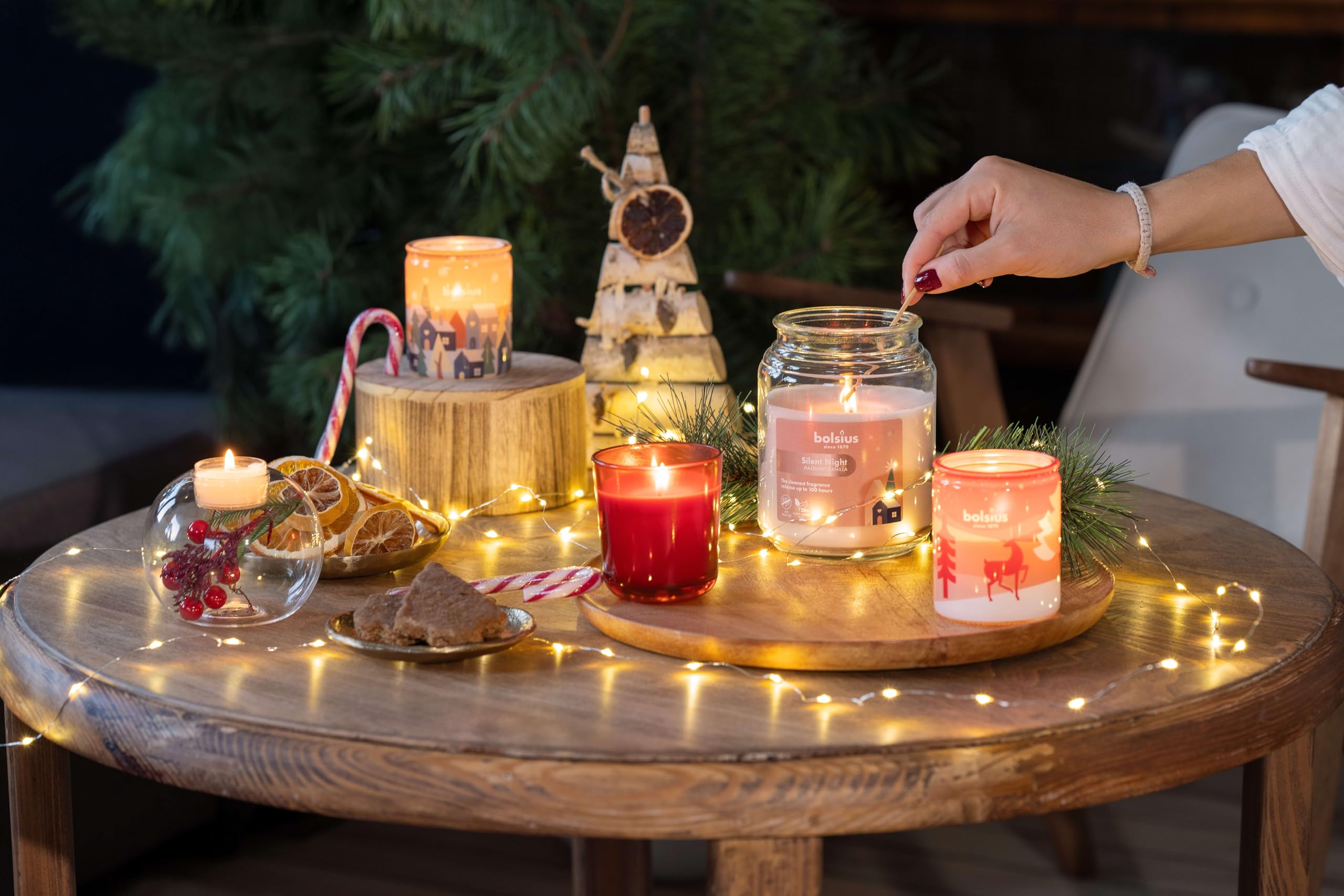 Bolsius - Merry Moments - Vela perfumada - Duración de combustión de 100 horas - Extractos naturales - Contiene cera vegana - Sin aceite de palma