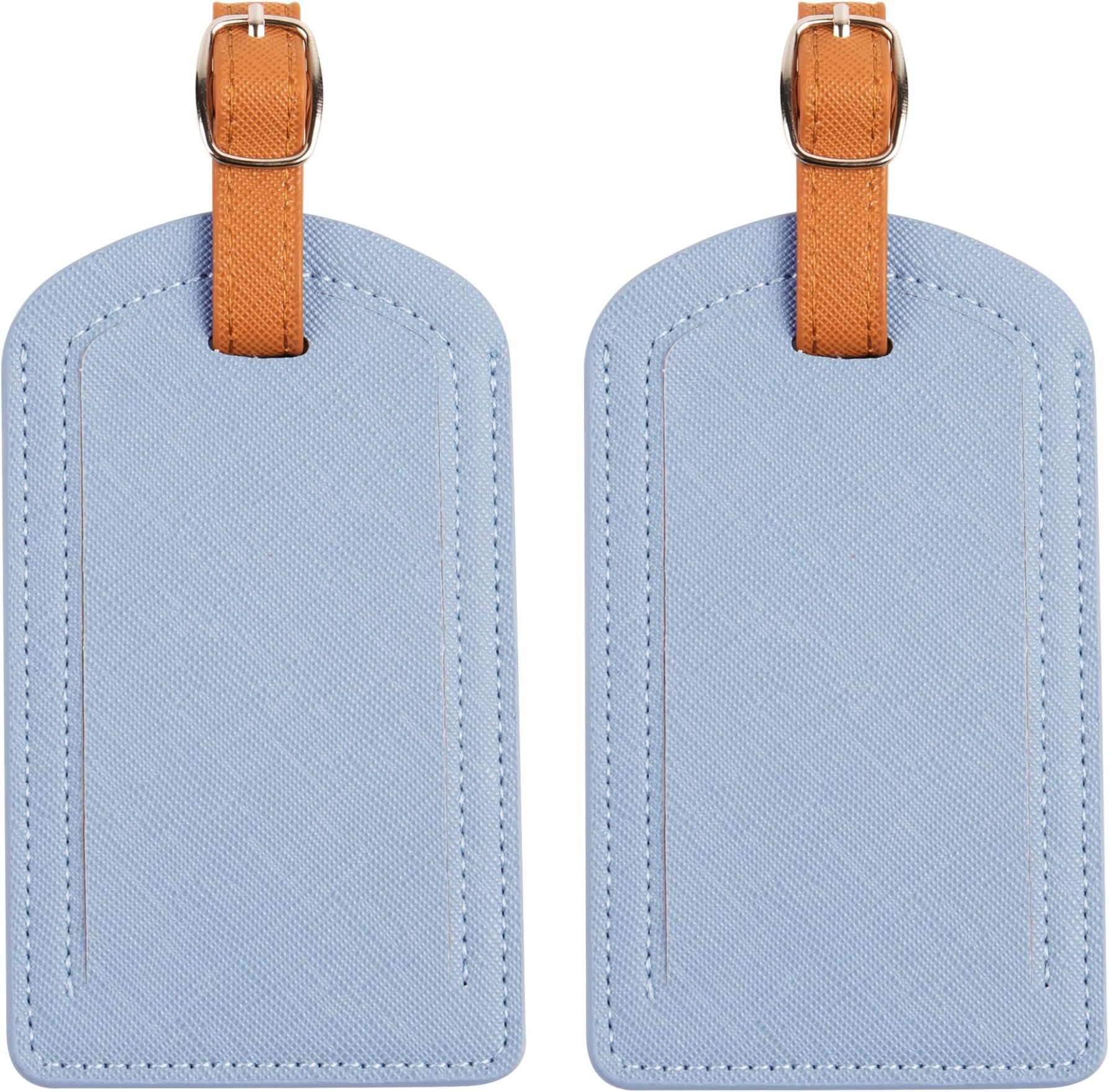 Premium Colored Luggage Tags for Luggage, Travel Bags and Suitcases by Adventure Goods - Light Blue (Pack of 2)