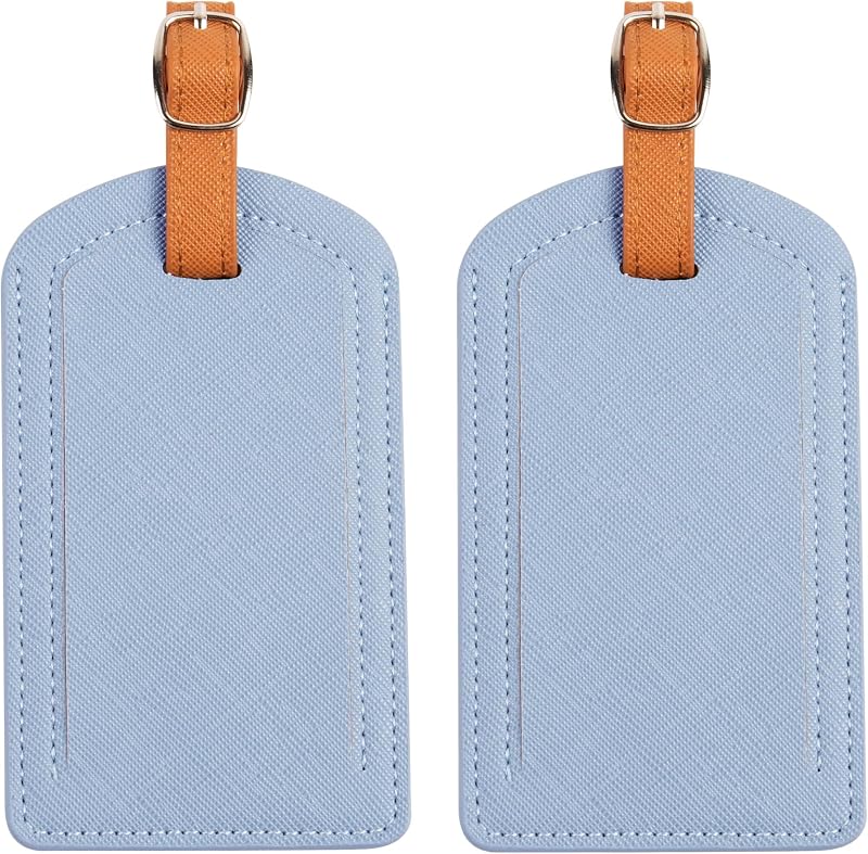 Premium Colored Luggage Tags for Luggage, Travel Bags and Suitcases by Adventure Goods - Light Blue (Pack of 2)