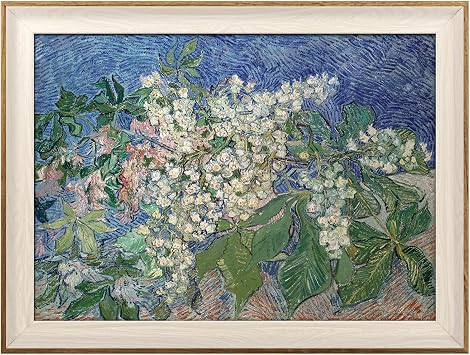 VIYYIEA Framed Wall Art Room Decor, Flowers Wall Art for Living Room, Vintage Oil Painting Picture, Van Gogh Home Decor, Bathroom Wall Decor -Chestnut Branches-12"x16"