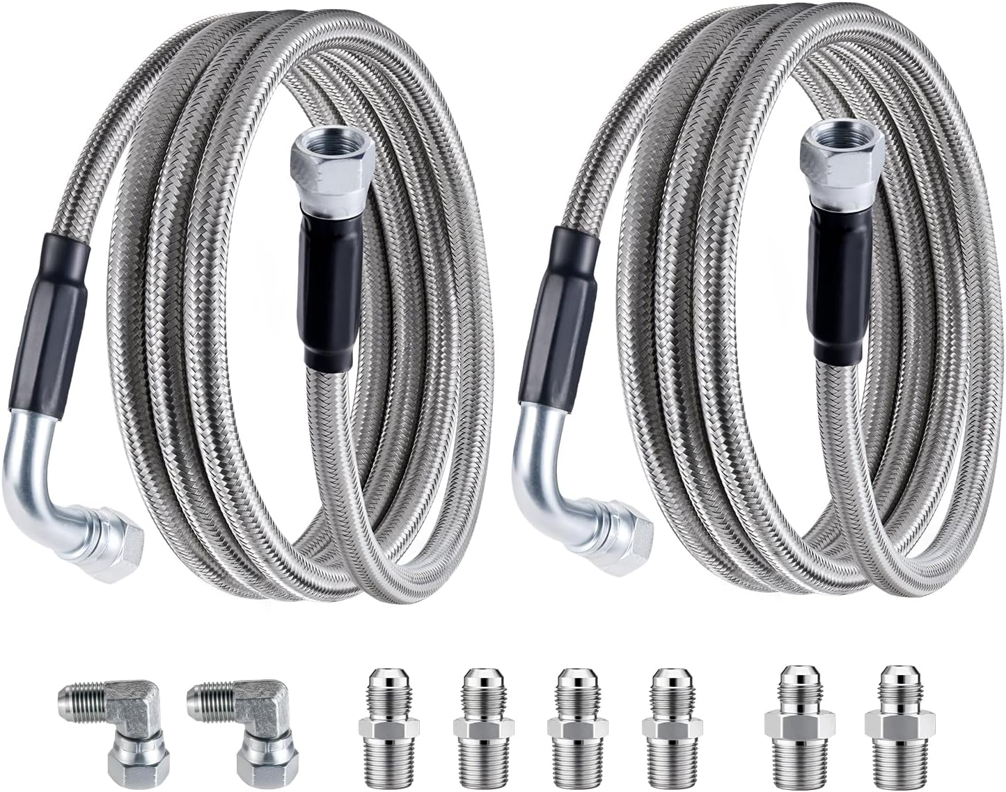 EVIL ENERGY 6AN PTFE Fuel Line Kit 52" Transmission Fluid Oil Cooler Hose Line kit for 4L60 4L60E 4L65E,AN6 Stainless Steel Braided PTFE Fuel Hose Kit for 4L80E TH350 TH400 700R4 Ford C4 C6 4.3FT