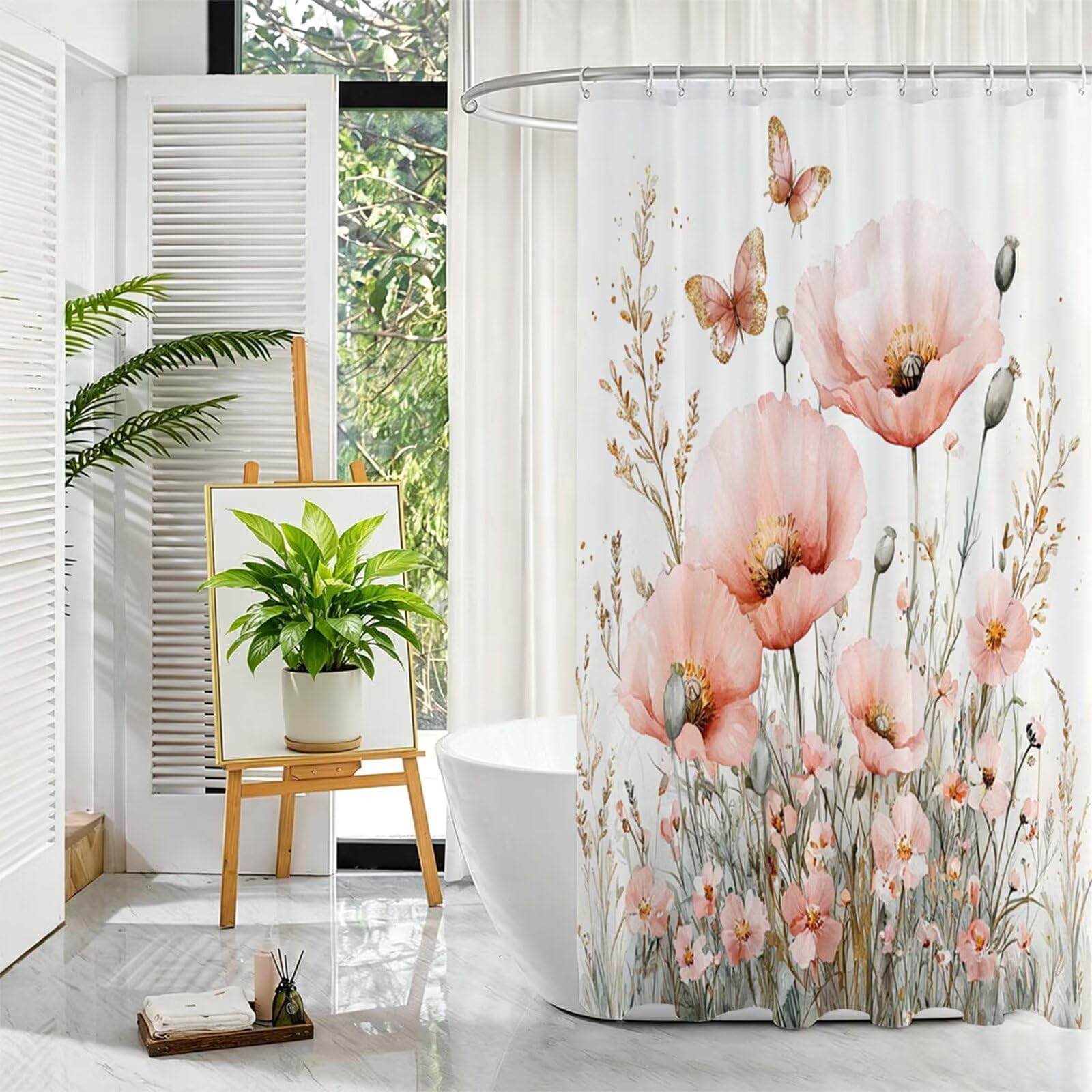 Rosa Duschvorhang, 200x200cm Duschvorhang Badewanne L-28