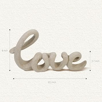 Love Desk Statue Decor, Love Word Signs for Home Office Decorations, Sandstone Funny Letters Sculpture, Wedding Anniversary Housewarming Gifts, 10.5 x 6 inch