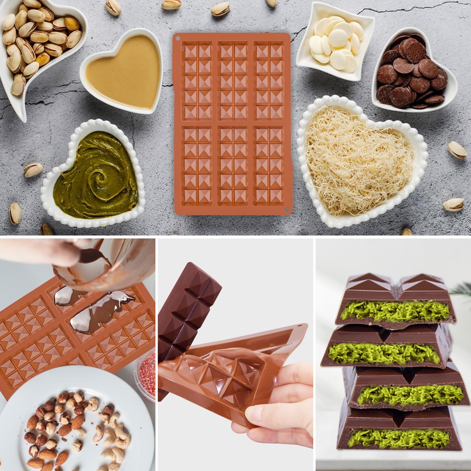 2 Pezzi Stampo Per Tavoletta Di Cioccolato In Silicone, Stampo