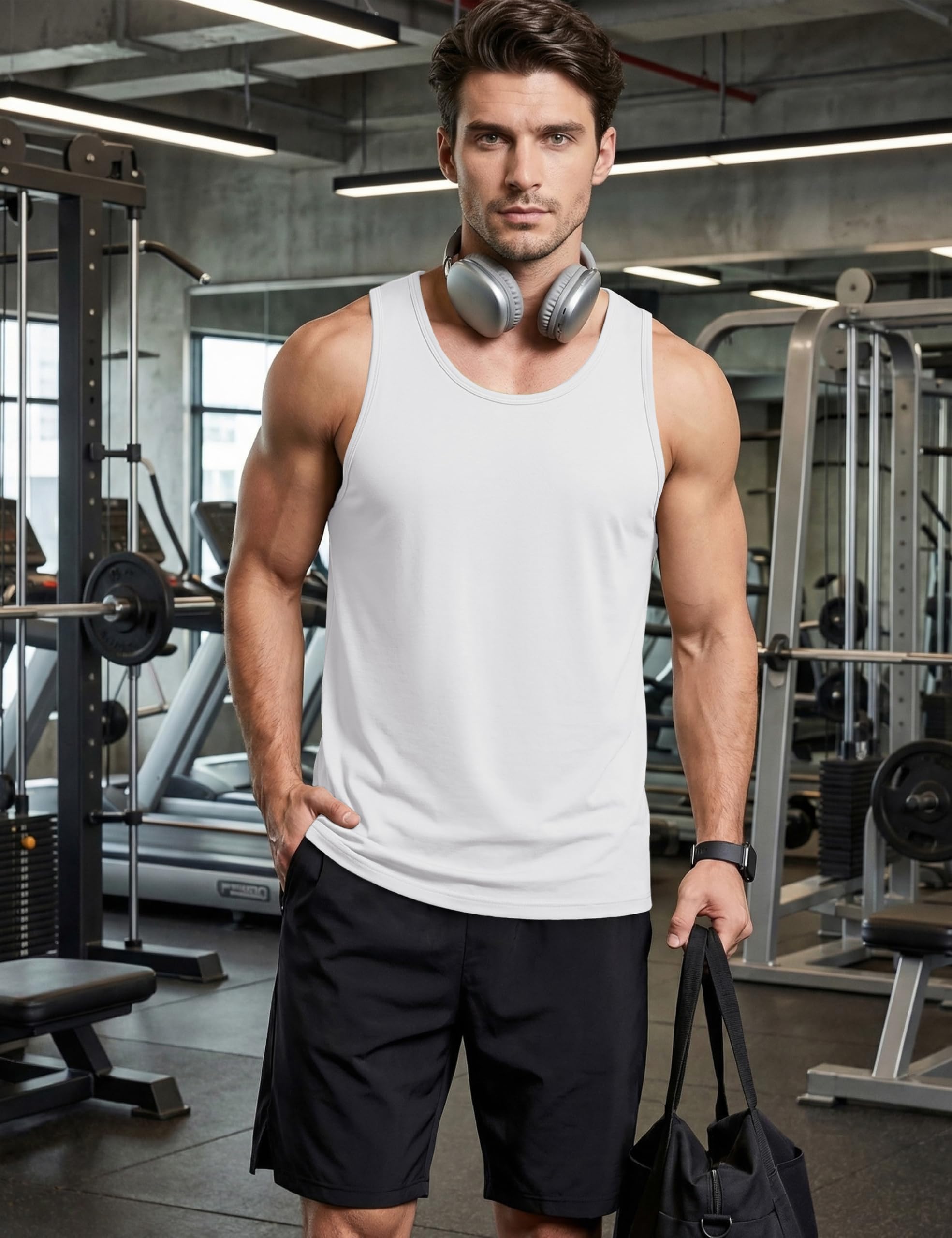 KEFITEVD Camiseta de tirantes para hombre, de algodón, sin mangas, deportiva, para fitness, gimnasio, verano, exterior