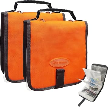 Aventik Fishing Tackle Binder Soft Cover Fishing Bait Organized Storage Rig Bag Soft Bait Binder Saltwater Resistant Fishing Bag 8.5x8.5x1.1inch2xorange
