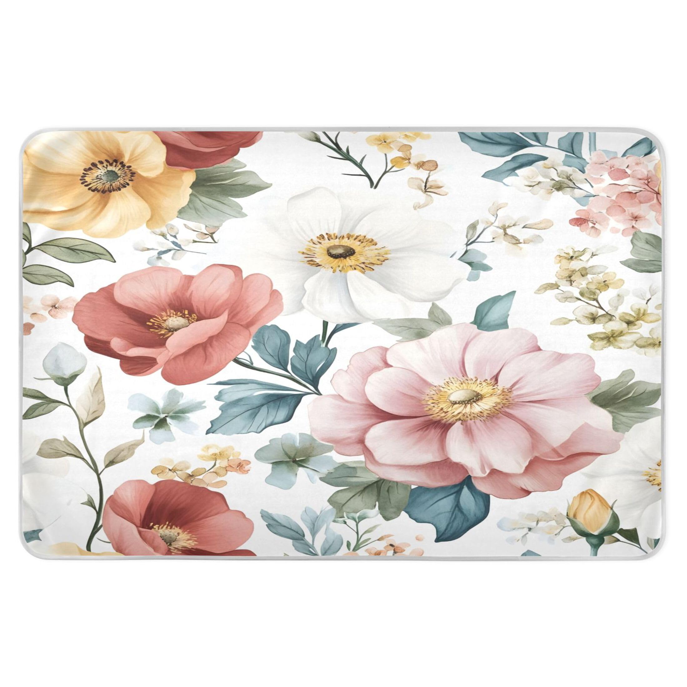 Takiito Beautiful Flowers Bed Pad Reusable Bed Underpad Washable Waterproof Leak-Proof Quick Dry Incontinence Pee Pad for Toddlers Kids Adults Pets 34x52 in