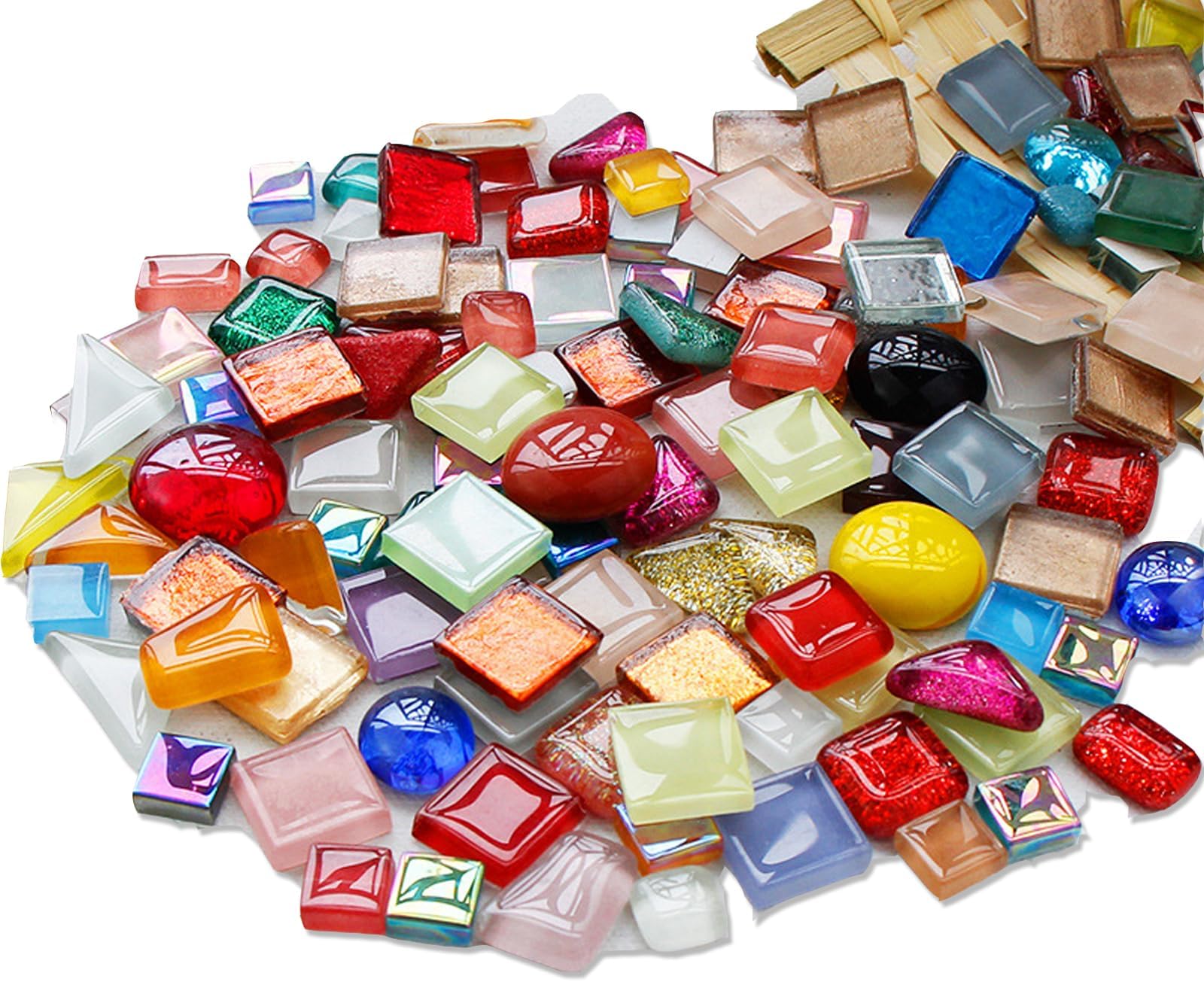 500g Glass Mosaic Tiles, Irregular Crystal Mosaic Tiles for Crafts Bulk, Small Stepping Stone Kit, Clear Stained Glass Sheets for Handmade DIY Arts Crafts and Home Decor-Mix