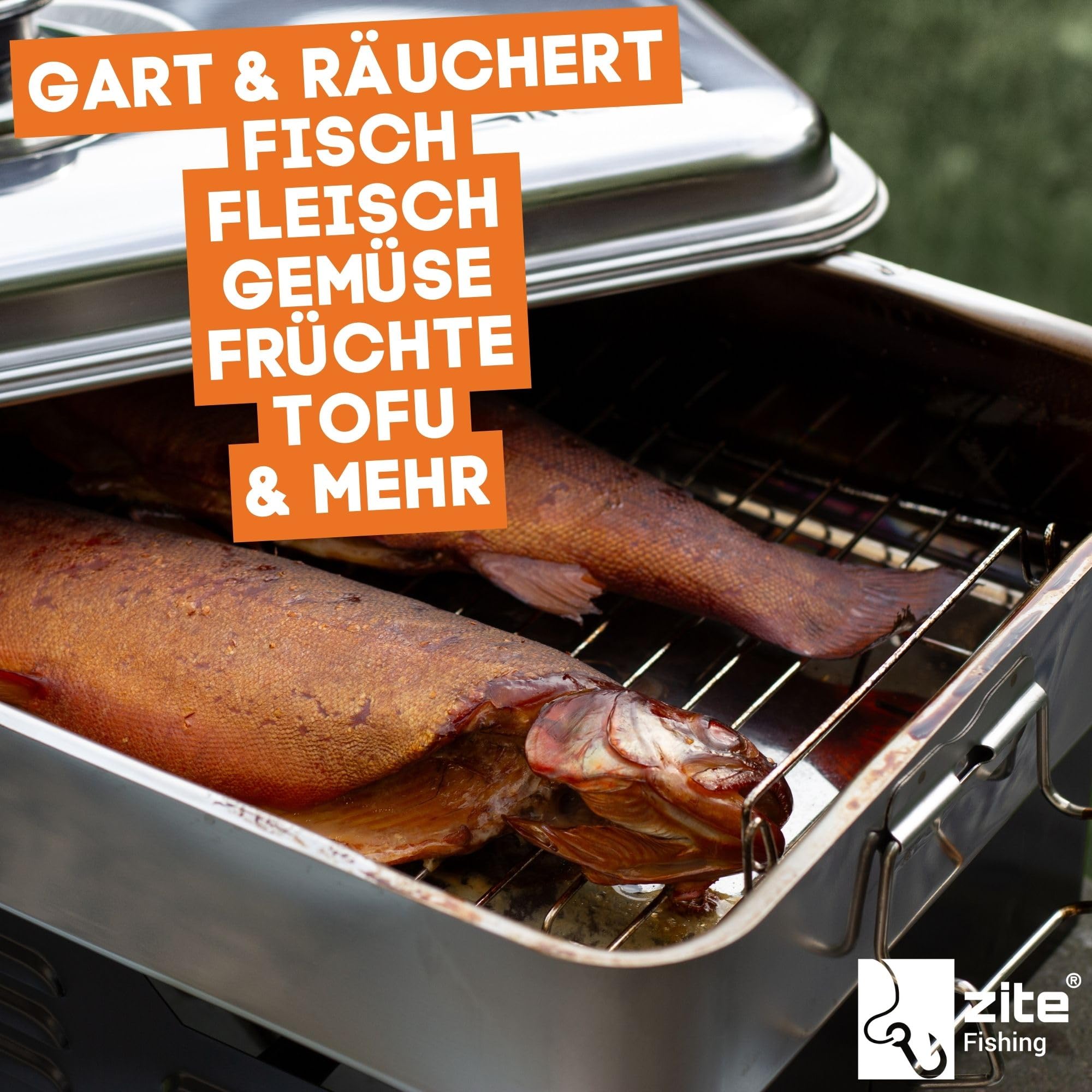 Zite Fishing stołowy piec wędzarniczy – wędzarnia z termometrem – ryby i więcej grillowania i wędzenia – akcesoria wędkarskie i kempingowe – steamer ze stali nierdzewnej