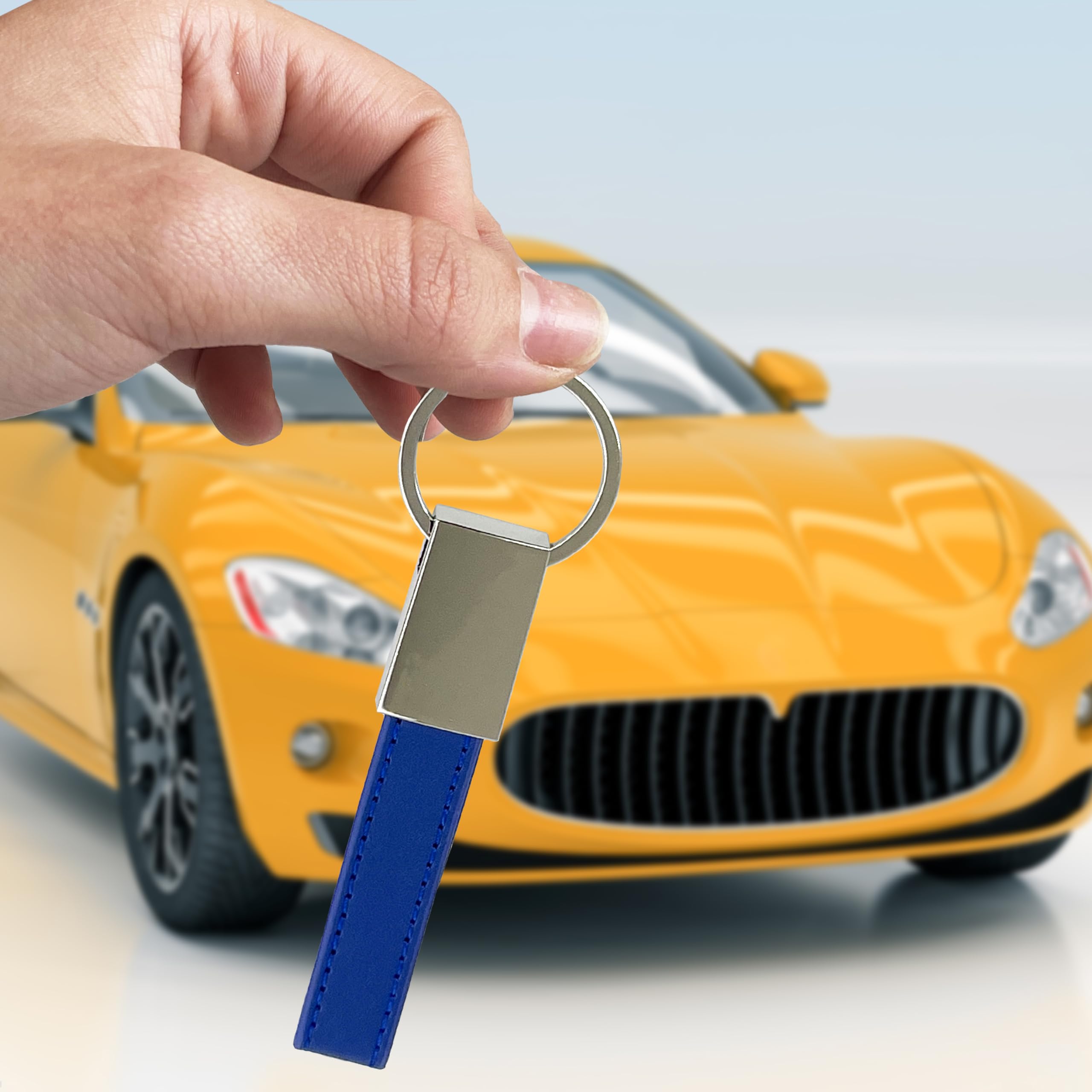 pubblimania Portachiavi in ecopelle elegante con anello. Utile per le chiavi di casa, auto, moto, scooter, cancello. Leggero e molto resistente