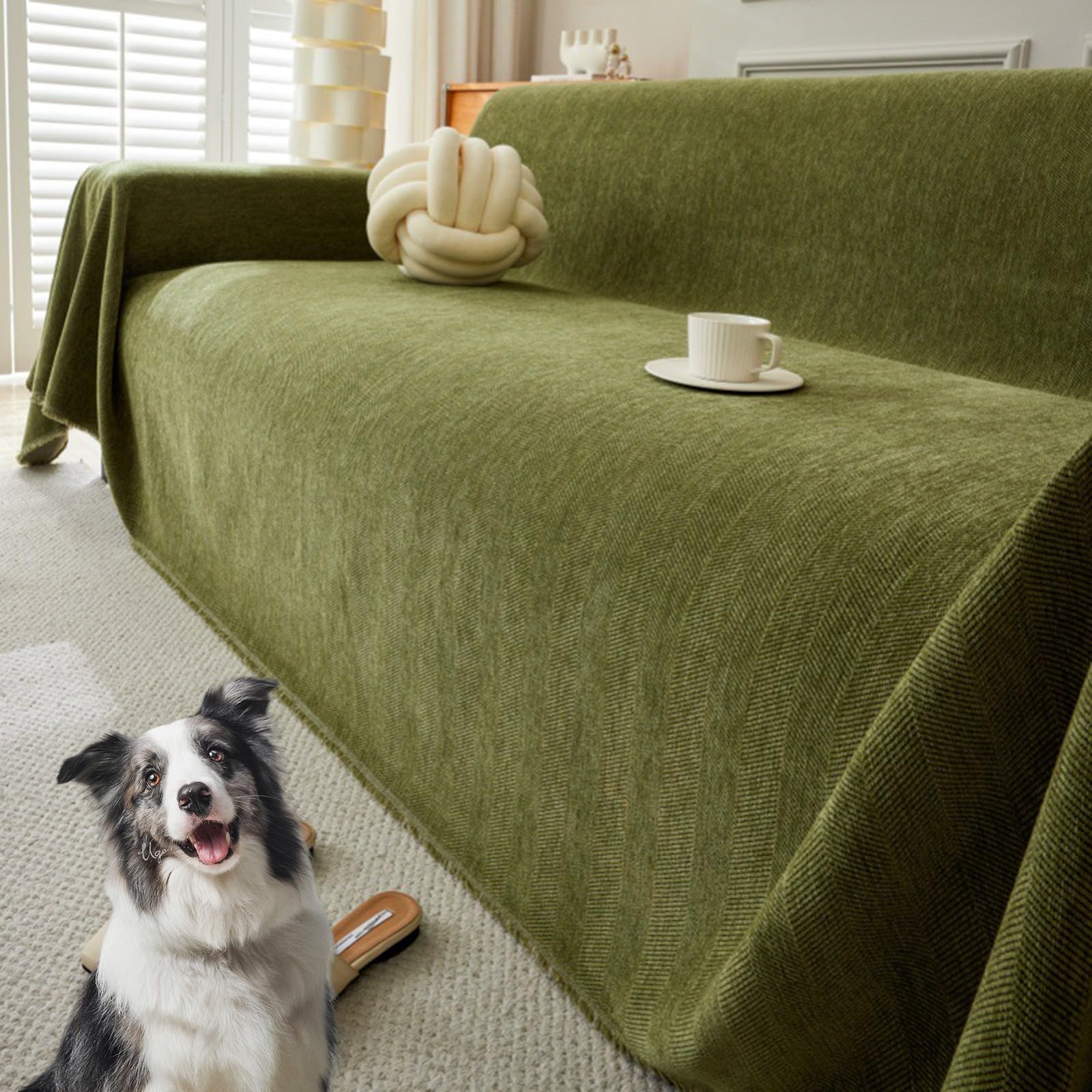 Générique Housse Canapé Relax 3 Places Anti Griffe Chat Canapé Lavable Jeté De Canape Grande Taille 1 2 3 4 Places ProtèGe Canape(Green,180x280cm)