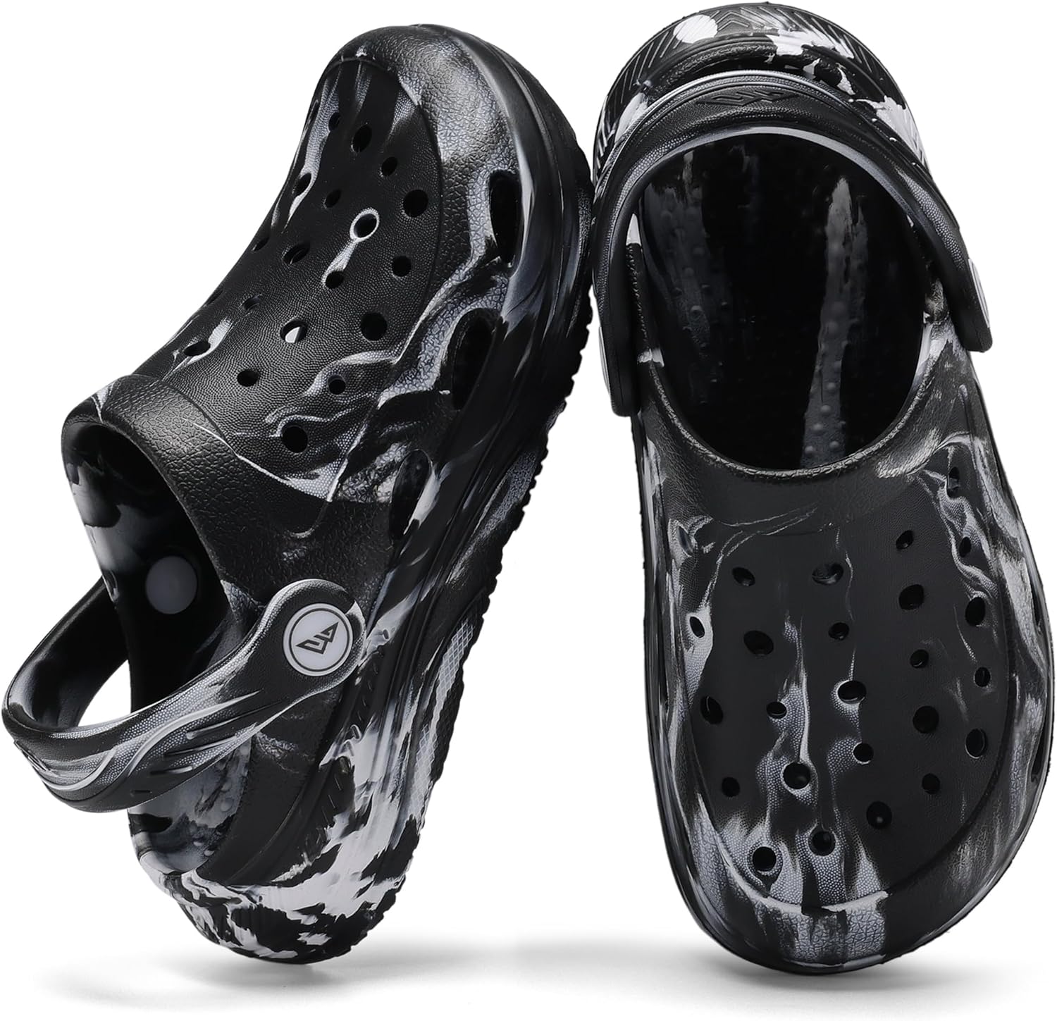 Kids Tie Dye Garden Clogs for Boys Girls | Lightweight Slip-On Water Shoes with Arch Support 5 Big Kid Black White image 6 of 7 B0DRRQYRS9