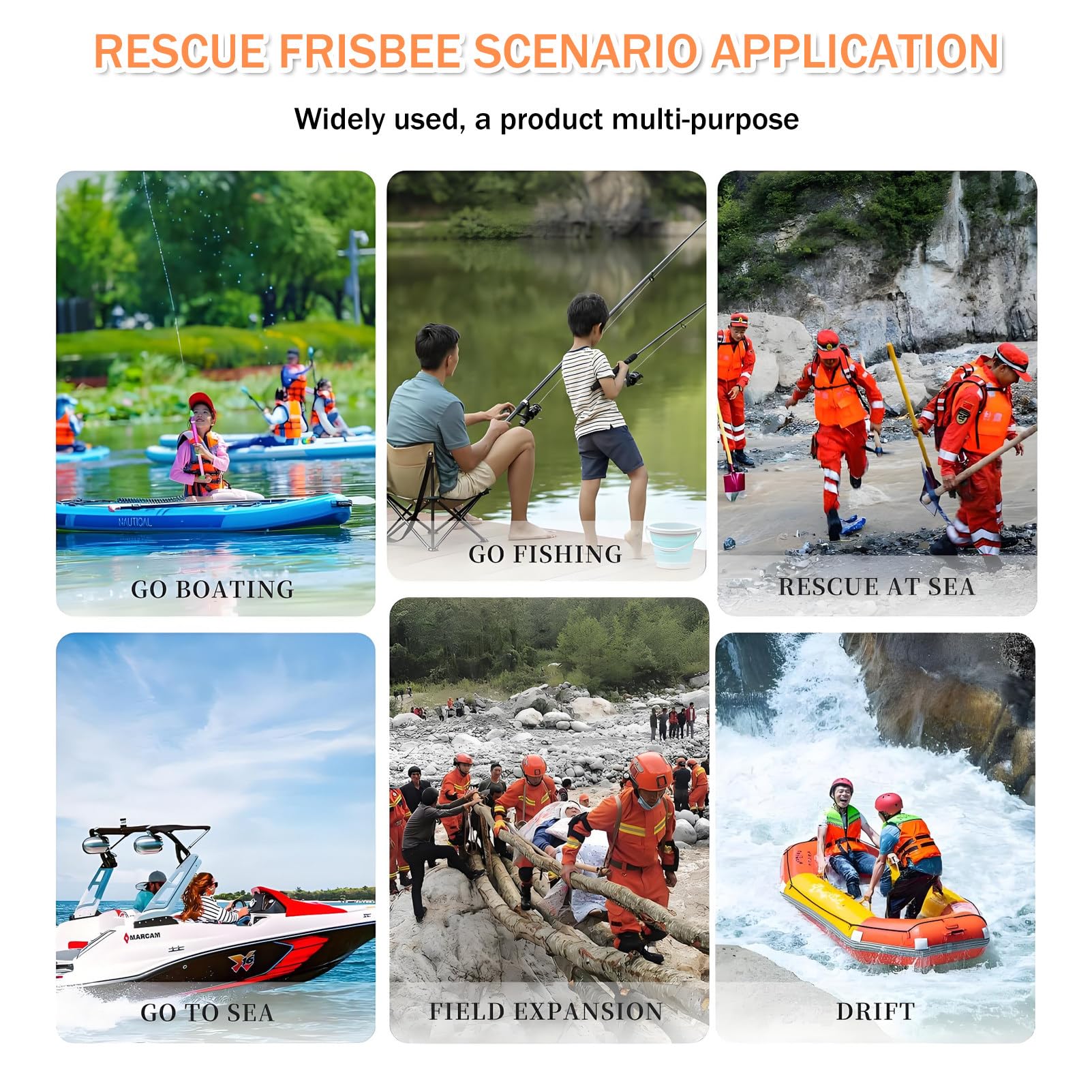 Hochleistungsfähige orange Rettungsscheibe – 40 m langes schwimmendes Wurfseil und Gummigriff, professionelles Wurfrettungsgerät für Ersthelfer und Outdoor-Abenteurer 1piece