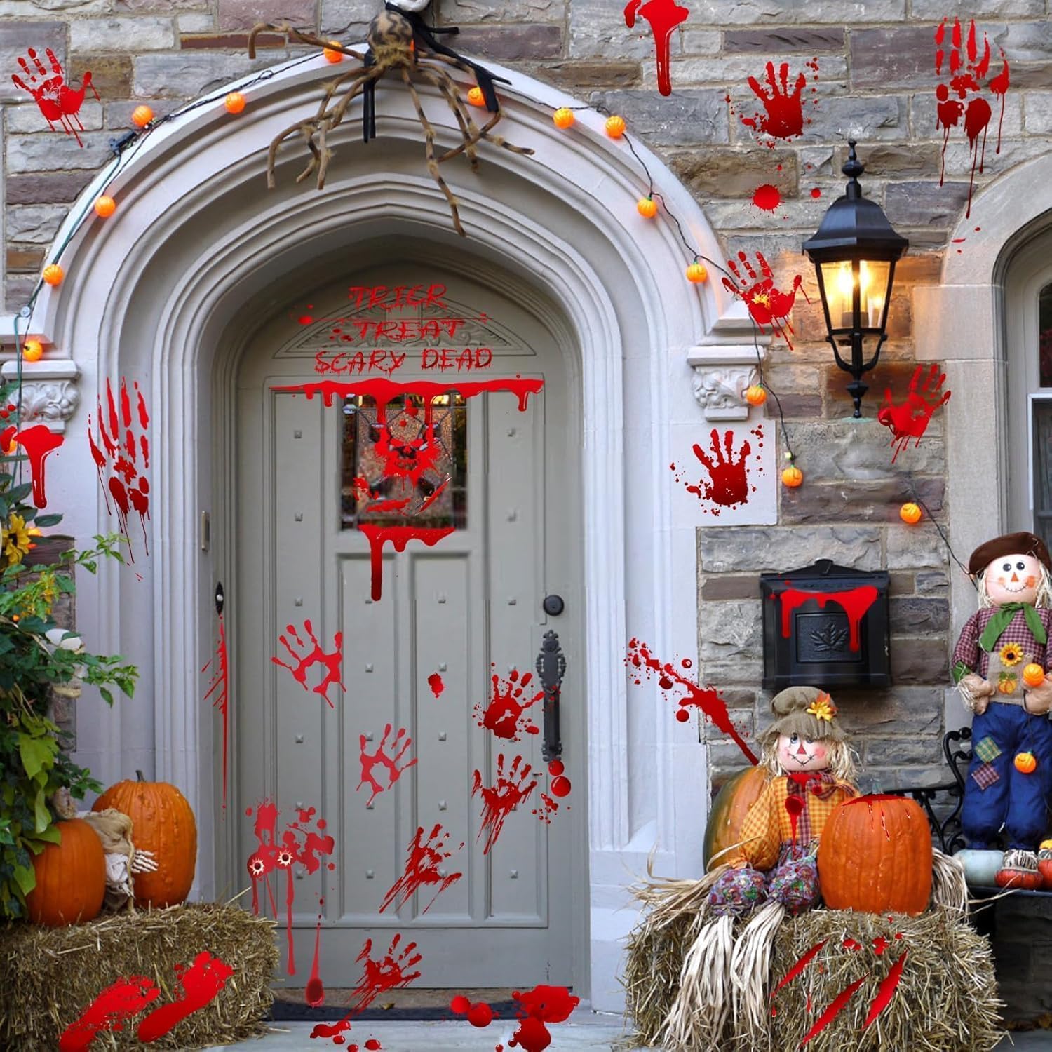 Halloween Decorations, 9 Sheets Bloody Handprint & Footprint Stickers