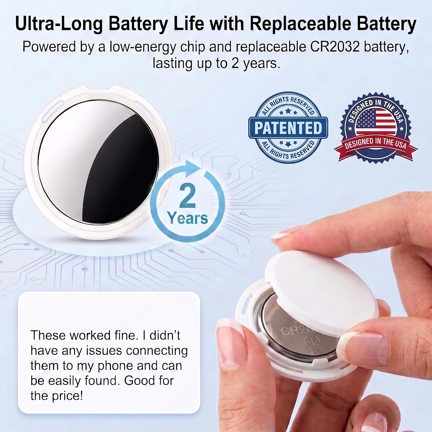 2 Pack Bluetooth Tracker Tags Works with Apple Find My(iOS Only) Key Finder thumbnail
