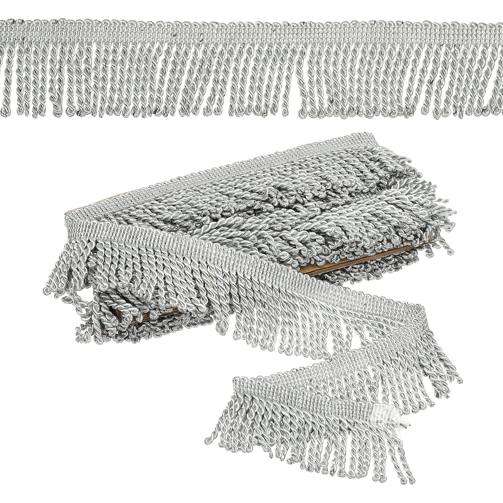 PATIKIL Gray Fringe Trim, 5 Yards x 65mm Fringe Trim Curtain Tassel Fabric Sewing for Curtain Sofa Clothes DIY Decoration