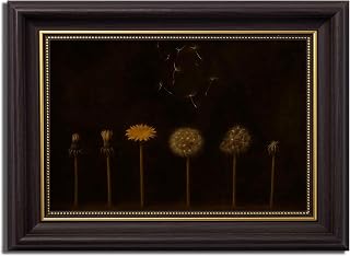 Brown Framed Dandelion Canvas Wall Art Dark Dandelion Flower Painting Decor Pictures Retro Moody Plant Floral Posters Prints for Bathroom Apartment Hotel Kitchen Room Living room Bedroom Decoration