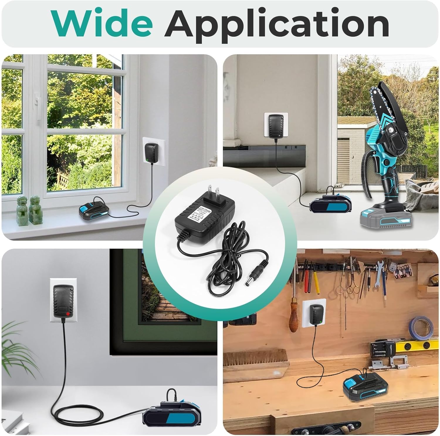 2Pcs 21V Charger Compatible with Saker Mini Chainsaw Battery SK1804D, Power Supply for 20V Lithium Battery AC/DC Adapter, Universal Wireless Small Electric Portable Handheld Chainsaw Accessory Charger - Image 7