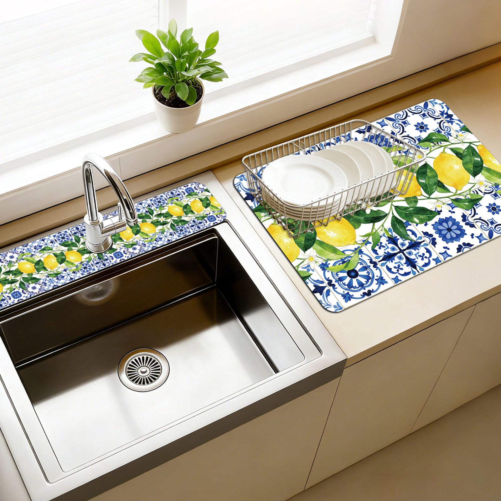 Tapis d'évier anti calcaire pour stopper les infiltrations d'eau du robinet de cuisine