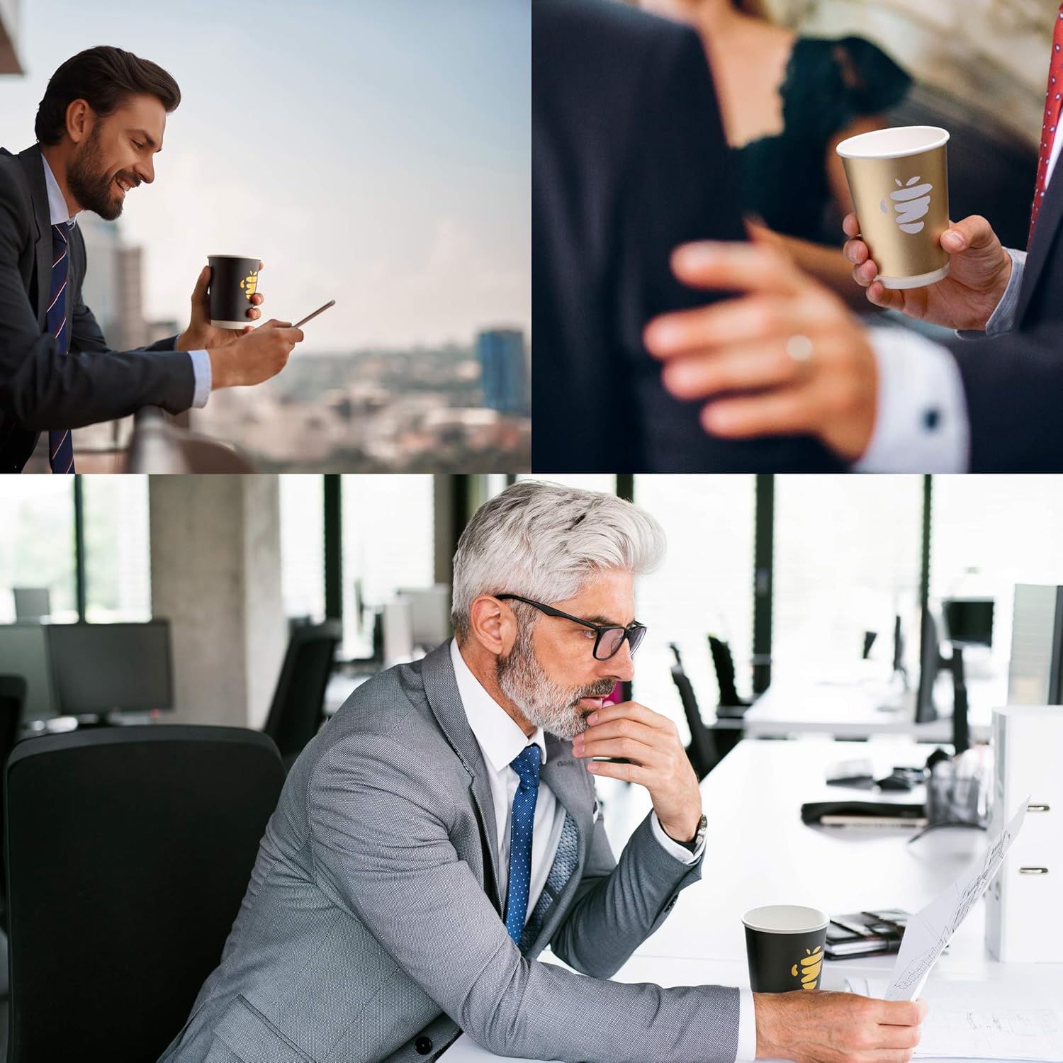 TOP оƒƒERS Disposalux Luxury Paper Cups 12 oz, Black or Gold | 80 Count | Disposable Coffee Cups for Hot or Cold Drinks | Ideal Gold Party Cups / Biodegradable Cups For Drinks Machines | Double Insulated (Gold)