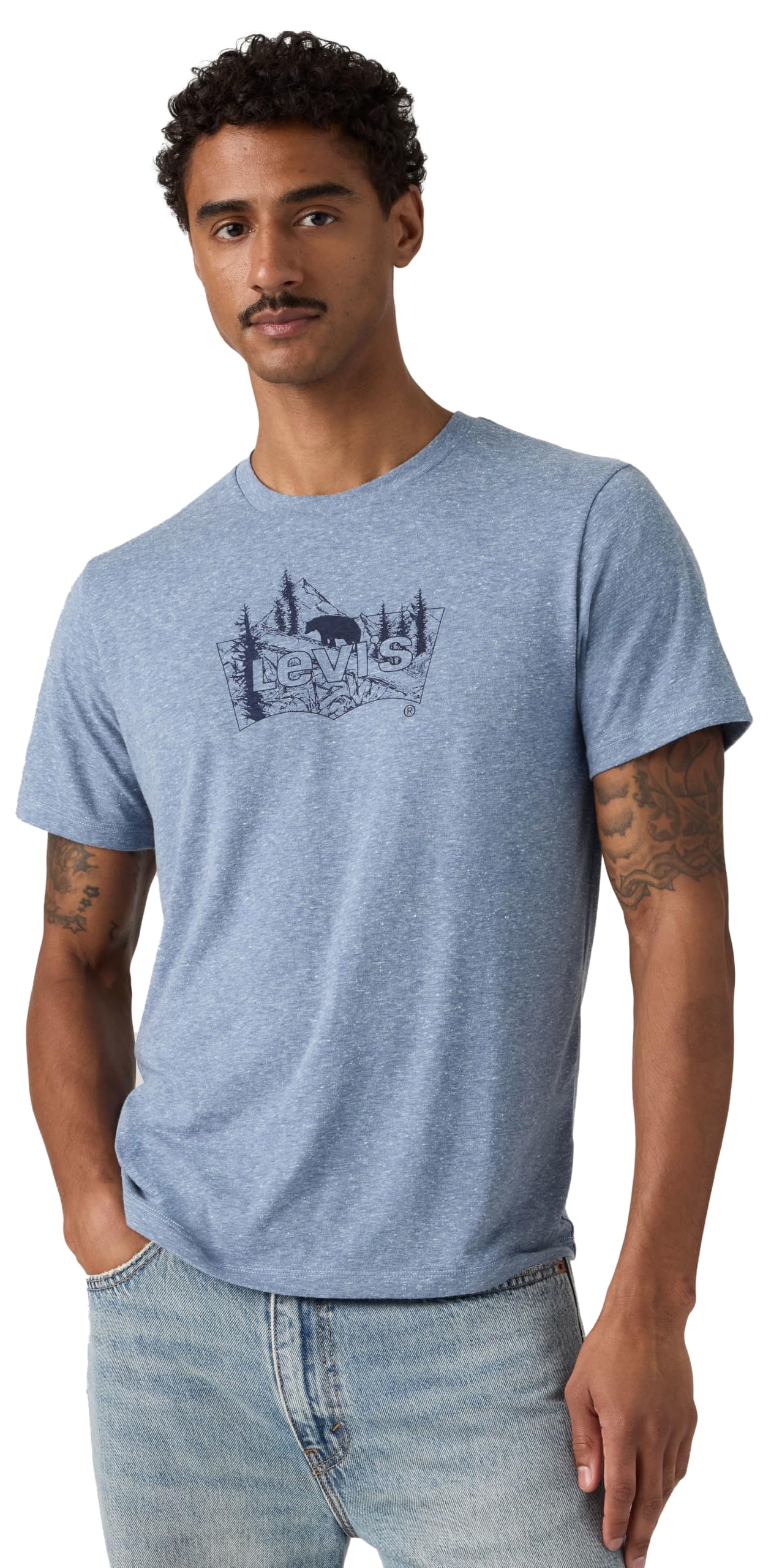 Levi's Graphic Crewneck Tee Mountain Bw 1 Moonl