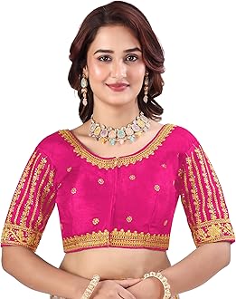 Women's Readymade Blouse Embroidery Multi Coding Gold Thread Indian Ethnic Designer Stitched Readymade Saree Half Sleeve Blouse for Women for Saree Lehenga Choli
