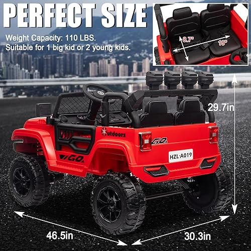 Miniatura 2 de FINITO Camión de juguete para niños, batería recargable de 24 V, 4 ruedas, auto de juguete eléctrico para niños, UTV con control remoto para niños y