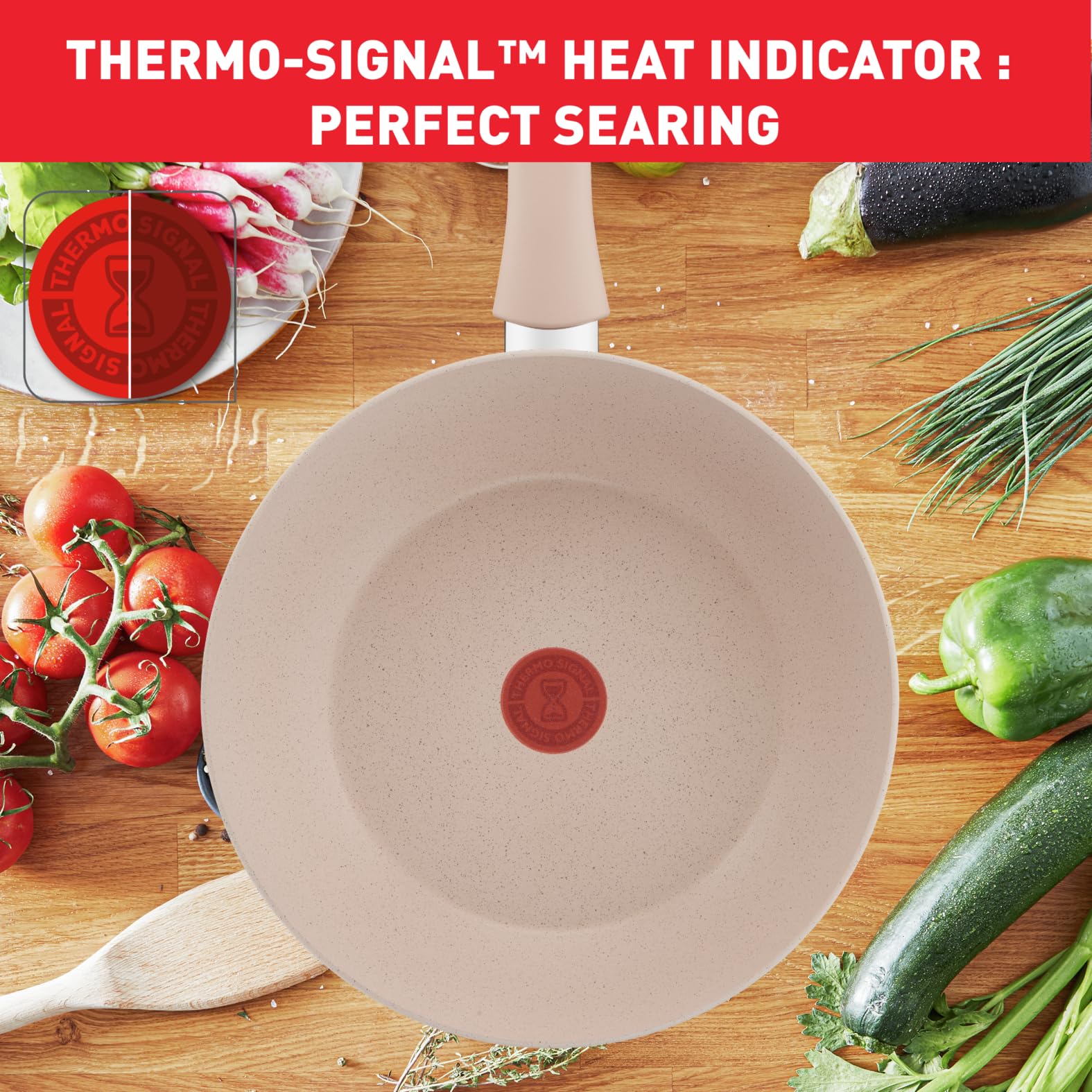 Tefal Delight - Sartén wok 28 cm, revestimiento antiadherente seguro, indicador de temperatura, cuerpo de aluminio 100% reciclado, todo fuego, fabricado en Francia G2931902