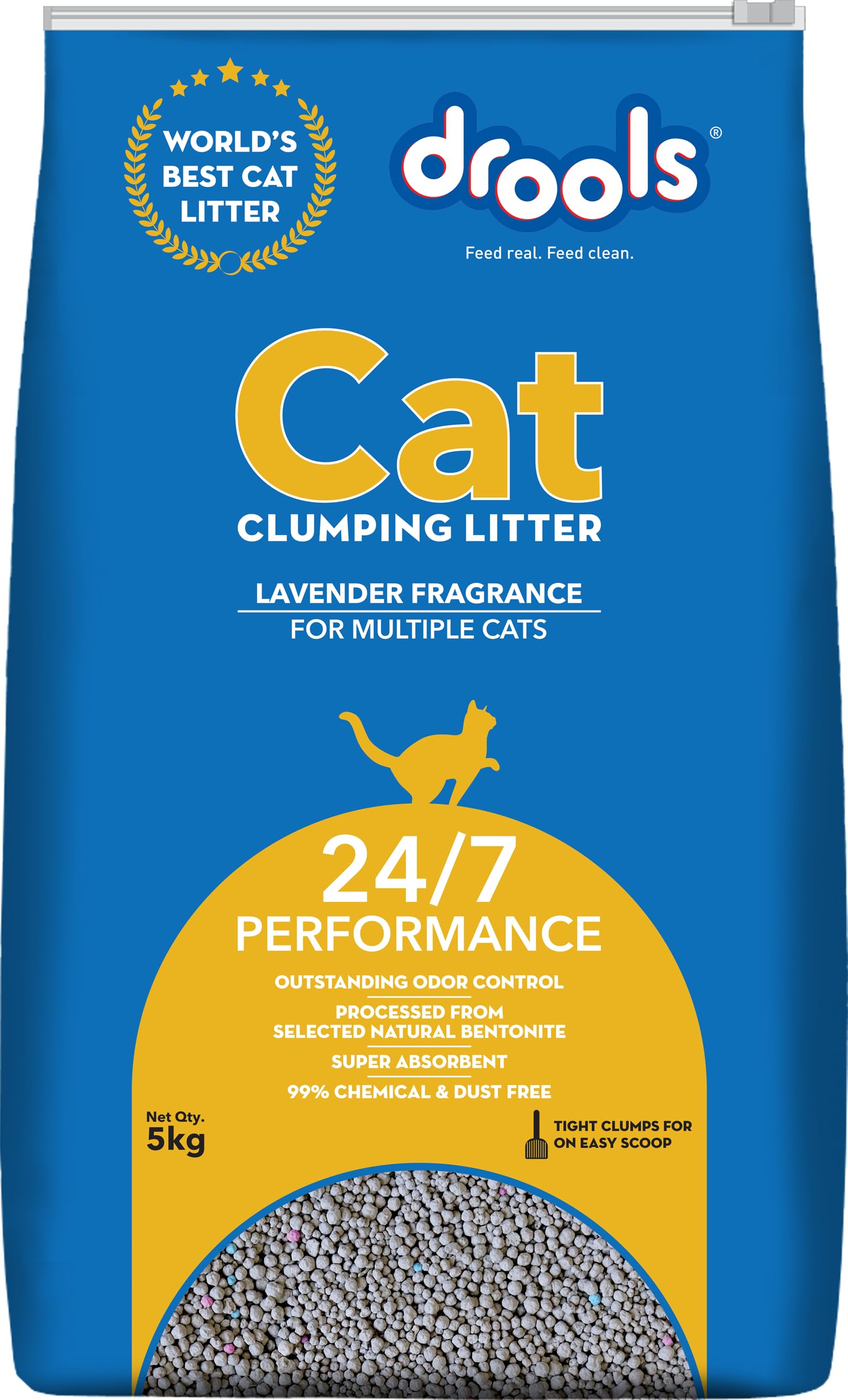 Cat Litter (For multiple cat breeds ) 5kg Pack | Lavender Flavour | Pet and People friendly | Long Lasting Lavender fragrance | Super absorbent of liquids