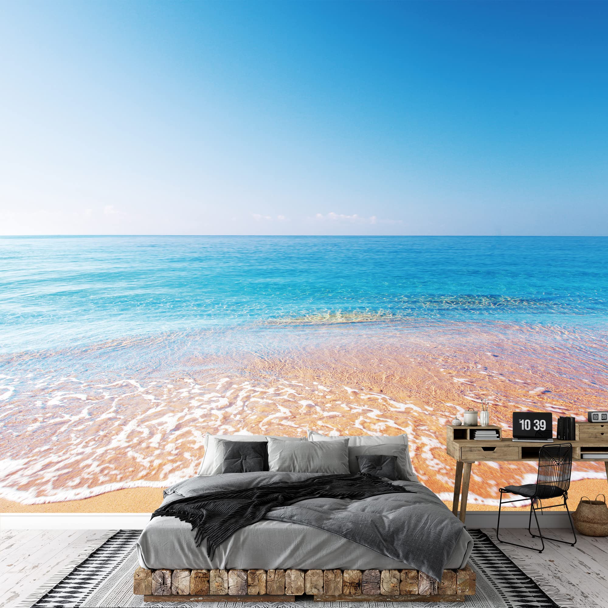 SIGNWIN Wall Mural Beach and Blue Sea View Removable Self-Adhesive