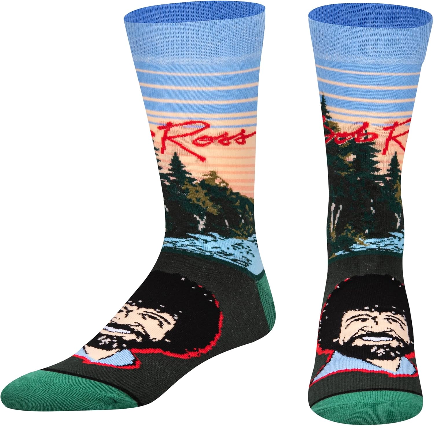 Odd Sox, Men's Funny Designer Novelty Socks, Bob Ross Sunset Crew, Large Adult - Image 2