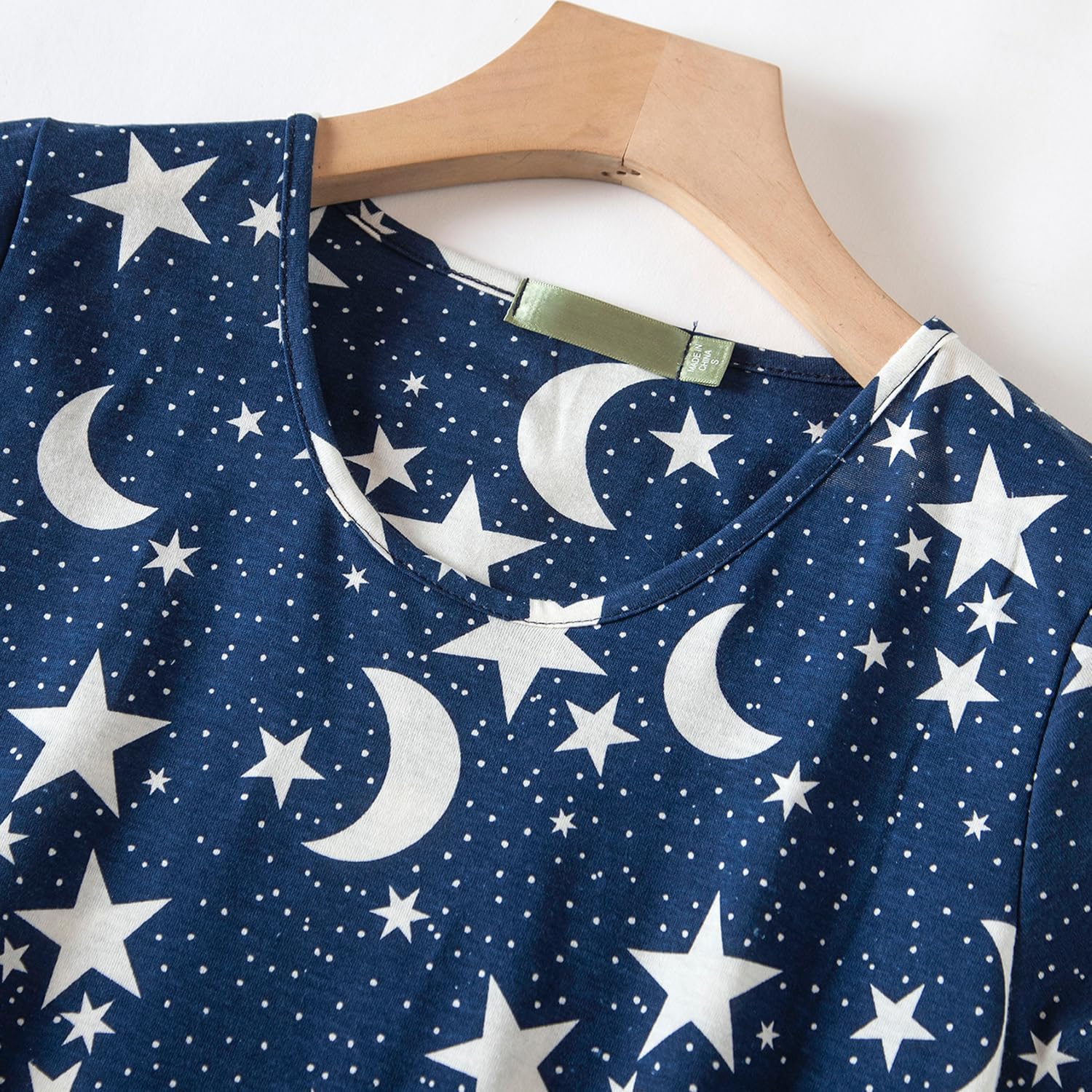 Inadays Women's Cotton Nightgown Sleepwear Short Sleeves Nightshirt Casual Print Sleepdress Loose Comfy Pajama - Image 5