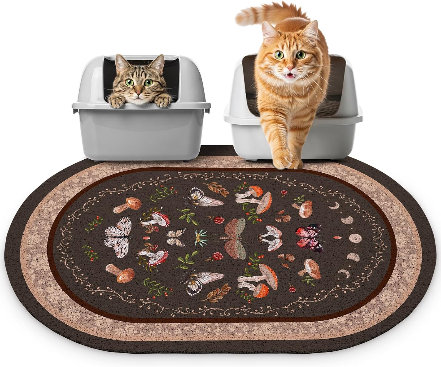 Bienbee Cat Litter Mat, 40" x 30" Jumbo Size Litter Box Mat Rug with Non-Slip Bottom, Urine and Water Proof, Easy to Clean Cat Supplies Essentials for Indoor Kitty Kitten Floor, Blue XL
