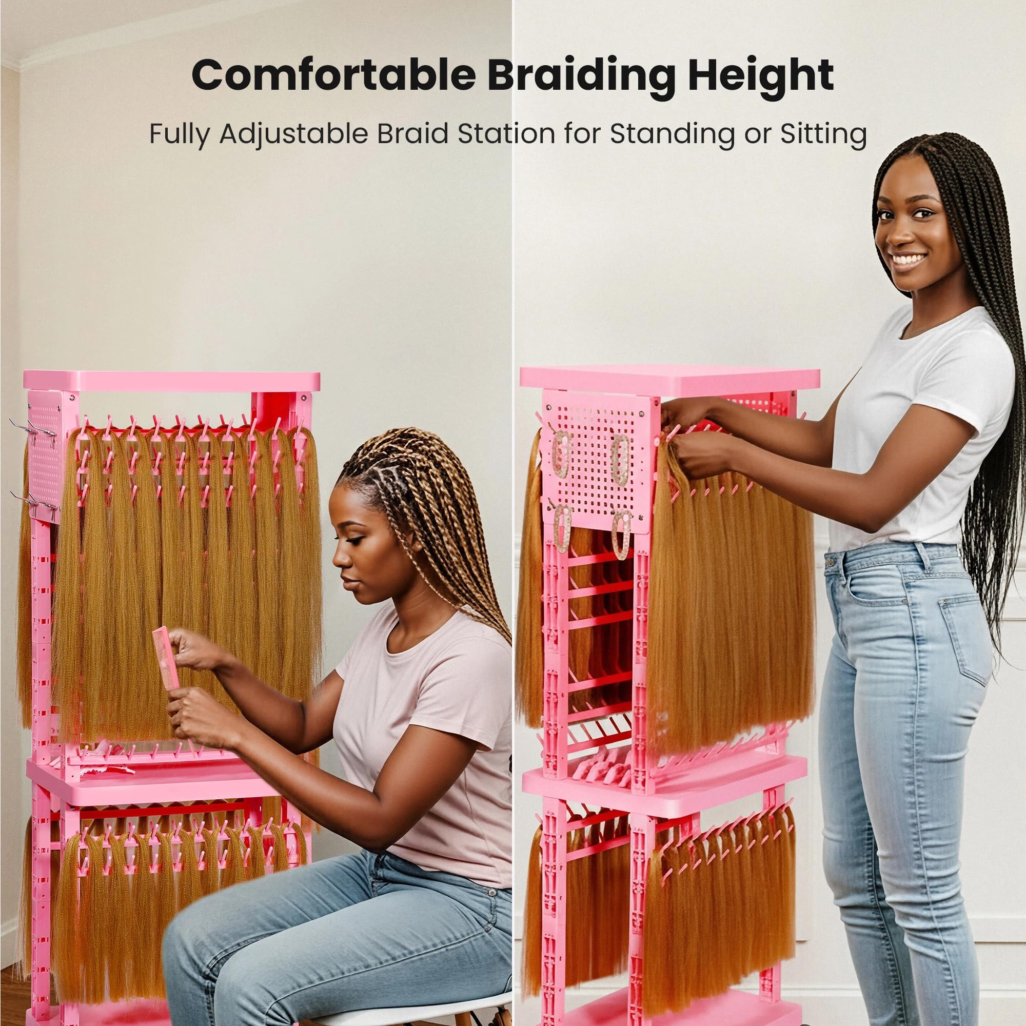 Amazon.com: Sunnacate Braiding Rack with Tools, 2-Sided Hair Rack