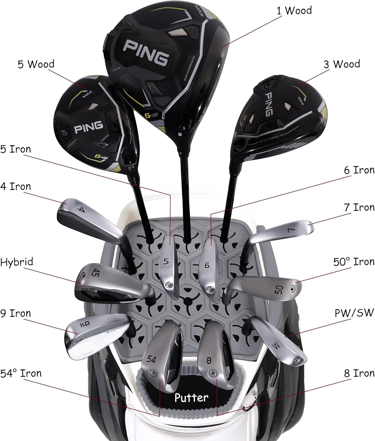 ASK ECHO Soundless Lux Cart Golf Bag with 15 Way Full Length, Premium PU Leather