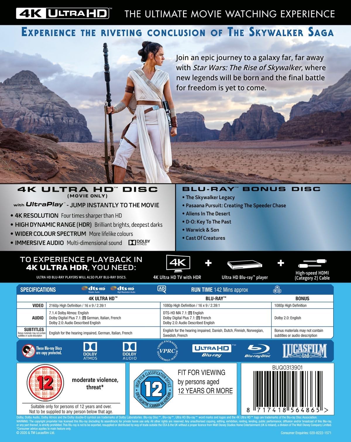 Star Wars Sequel Trilogy: The Force Awakens / The Last Jedi / The Rise of Skywalker [9-Disc Set] [4K UHD + Blu-ray] [Region Free]