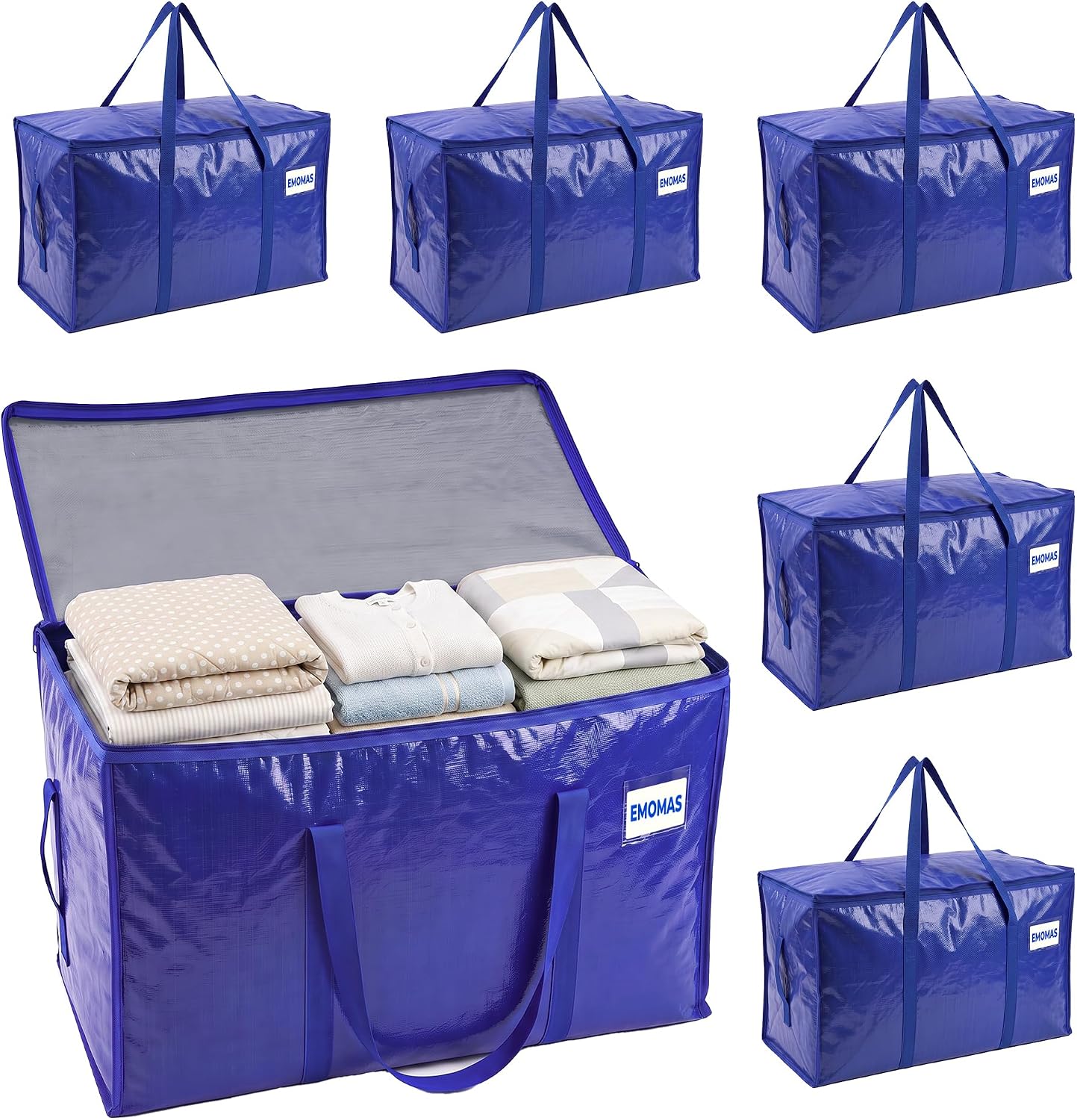 6 Pack Moving Bags, Royal Blue, 27 x 13.5 x 15 in Each