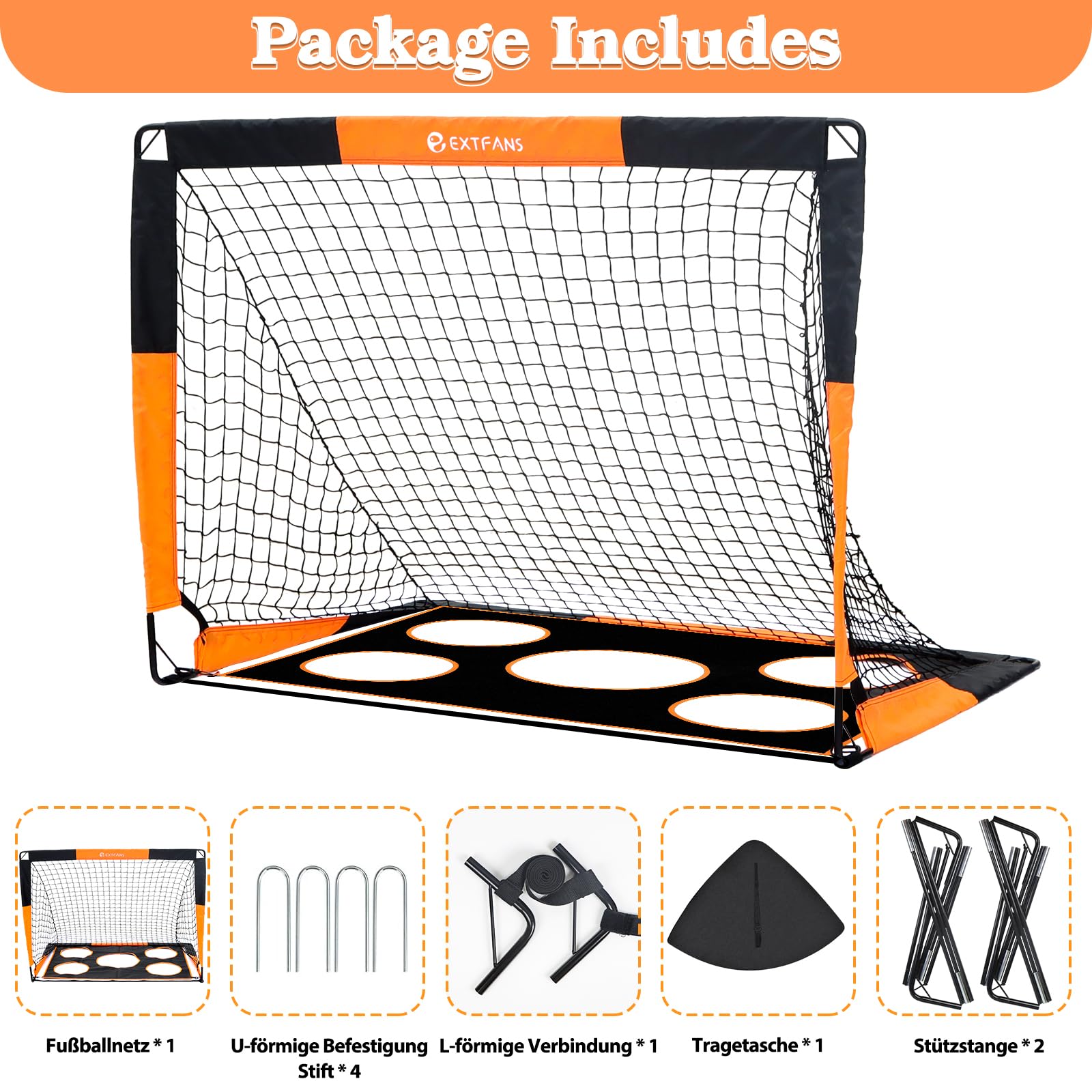 Porta Da Calcio Pieghevole EXTFANS 180 Cm - Per Bambini, Interni/Esterni, Con 5 Fori Di Tiro (Blu) - Foto 12