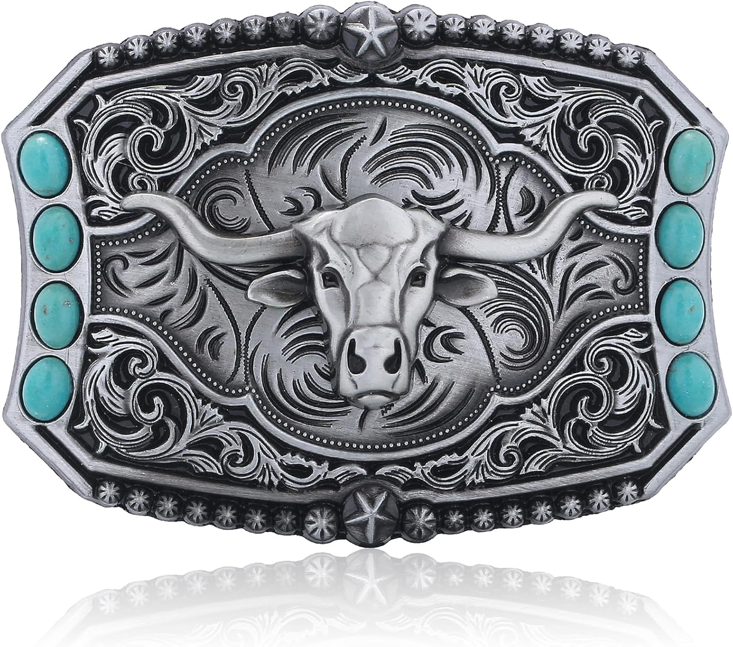 HUABOLA CALYN Western Cowboy Cowgirl Belt Buckle, Long Horn Bull Western Belt Buckle for Men Women