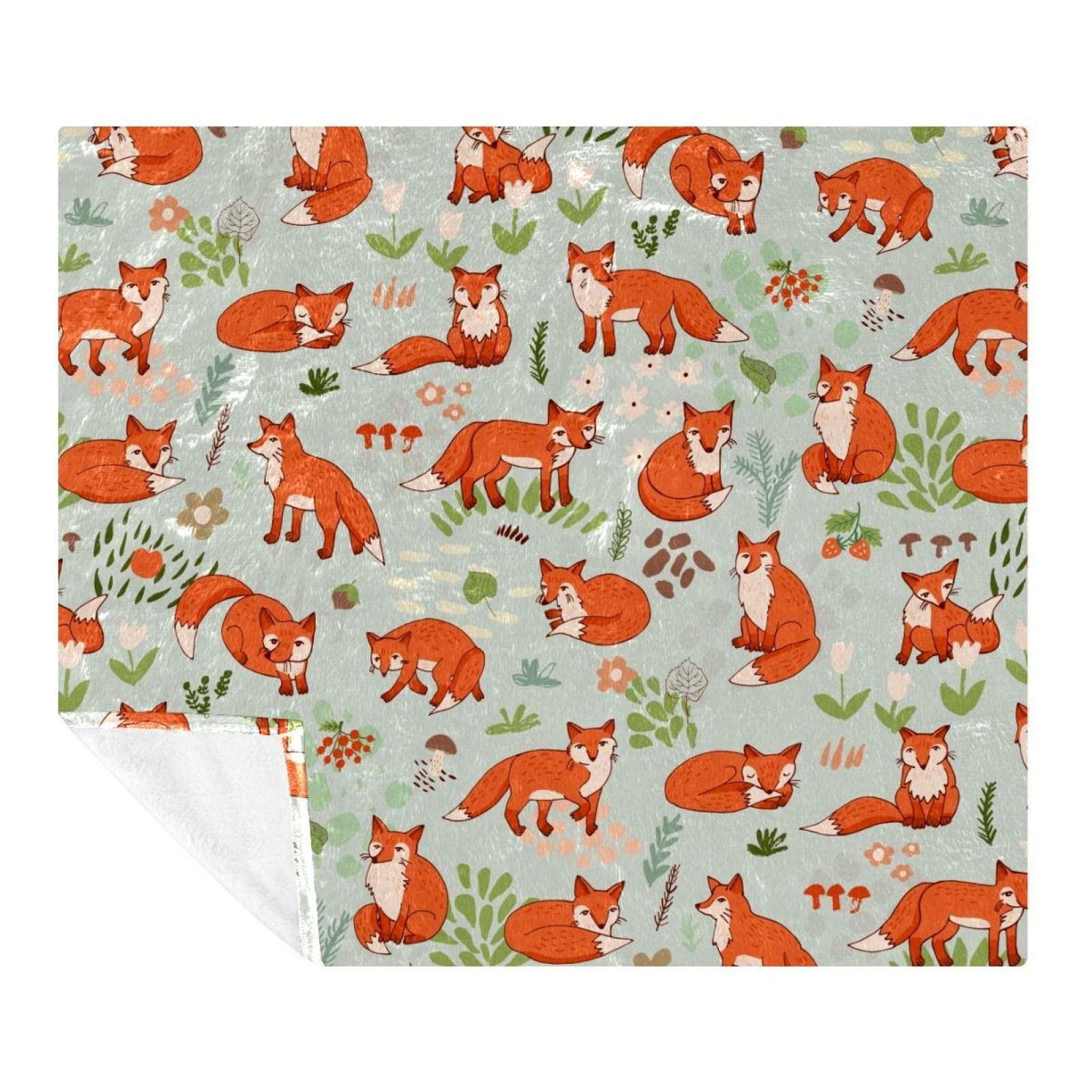 Couverture forest foxes en microfleece 150x130 pour adulte et enfant